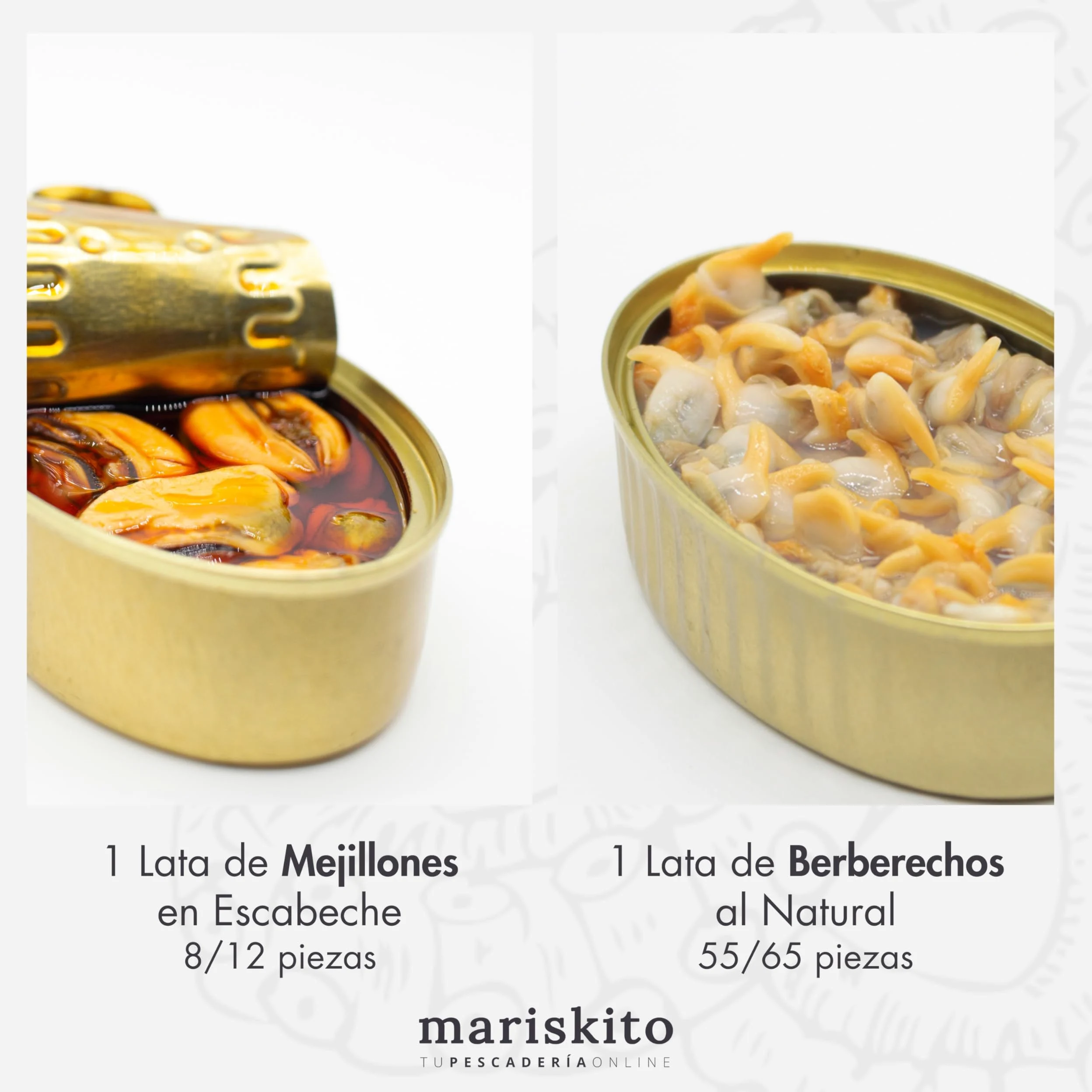 MARISKITO | Pack La Mar de Gallego - 10 Conservas Gourmet - Latas de Conservas Gallegas - Caja Regalo - Lote de Productos Delicatessen