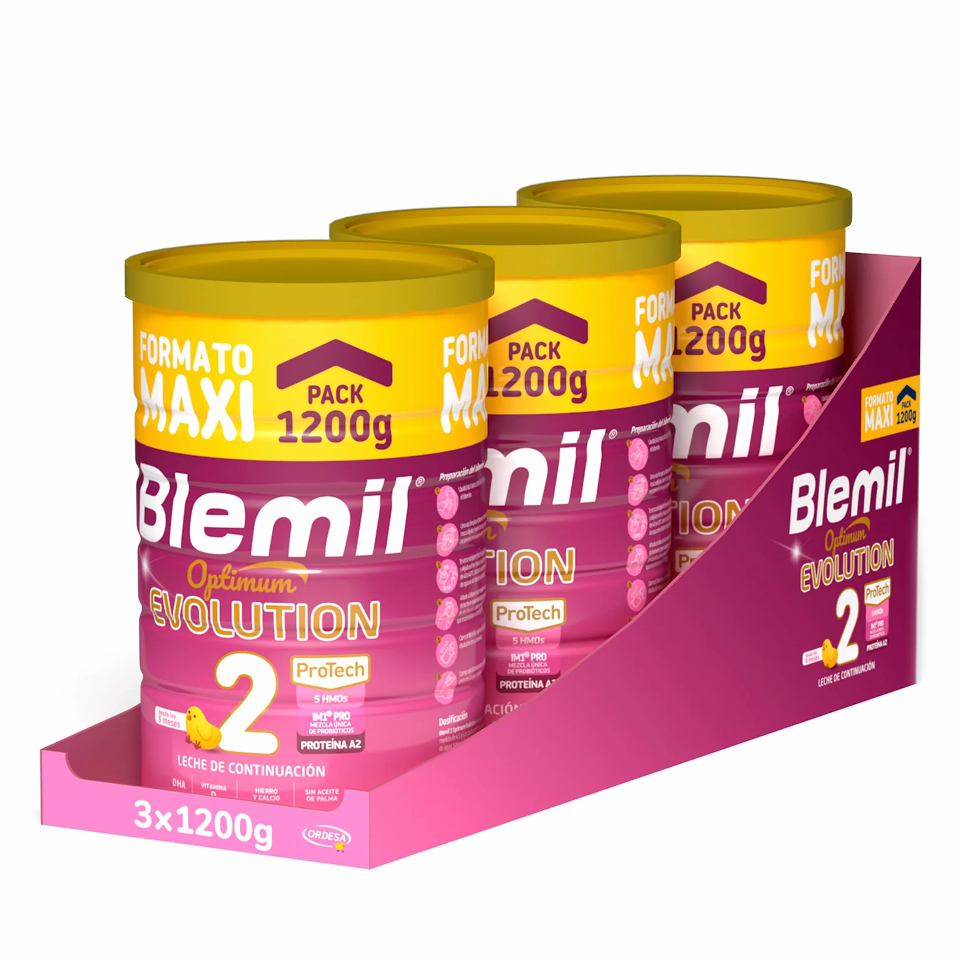 Blemil 2 Optimum Evolution 3PACK Leche de Continuación en polvo para Bebé 6 Meses 1200g