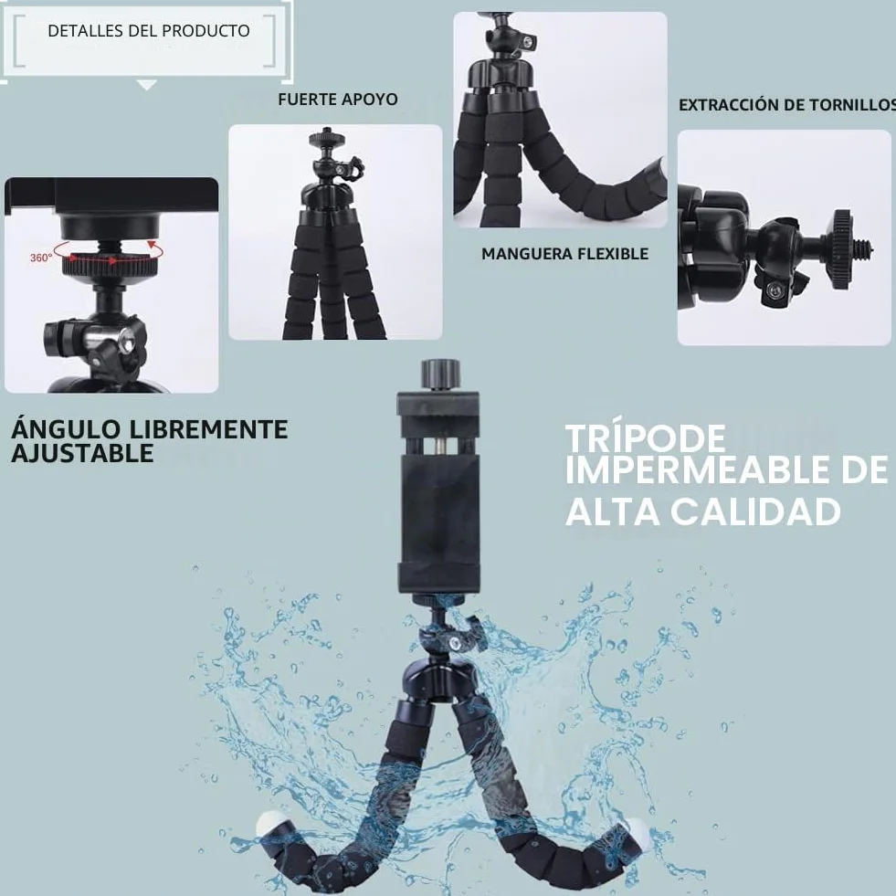 Arnés de Pecho Ajustable para GoPro y Teléfonos Móviles con Trípode Portátil