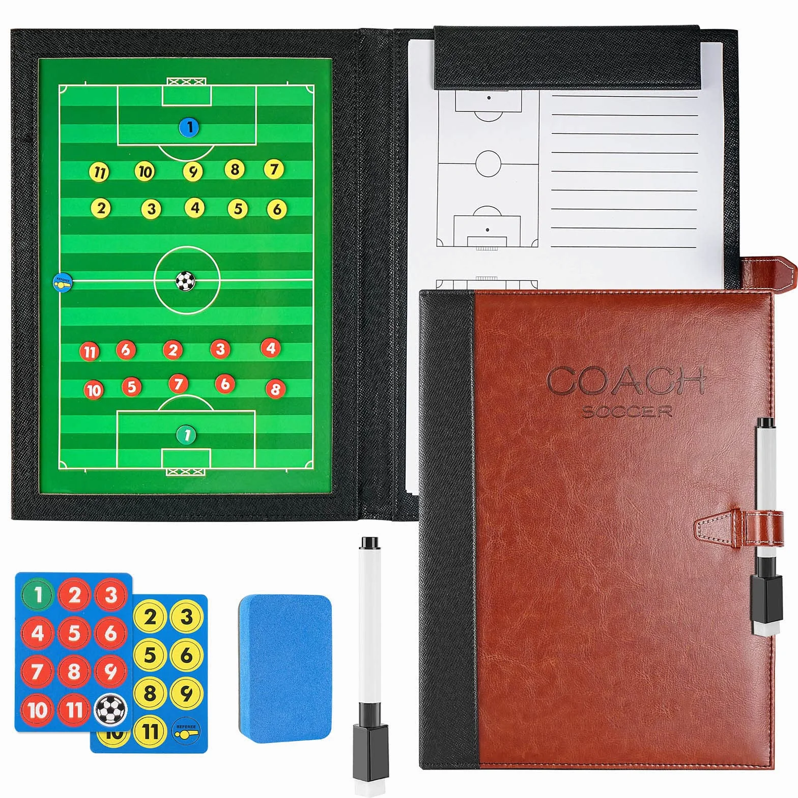 Pizarra Entrenador Fútbol Plegable Portátil Papel Táctico Equipo Planificación Táctica