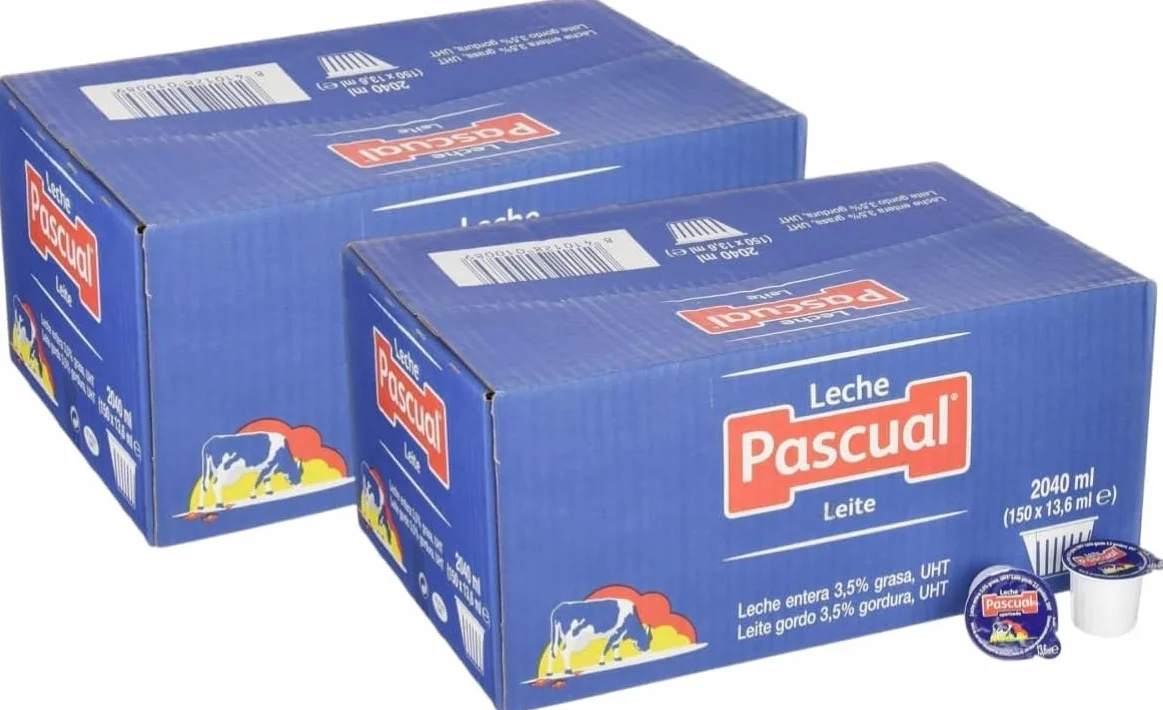 PACK 2 CAJAS - Leche Pascual Entera UHT Monodosis 13,6 ml – Sin Refrigeración – Ideal Hostelería, Bares, Cafés y Oficinas – UDS 300 Tarrinas