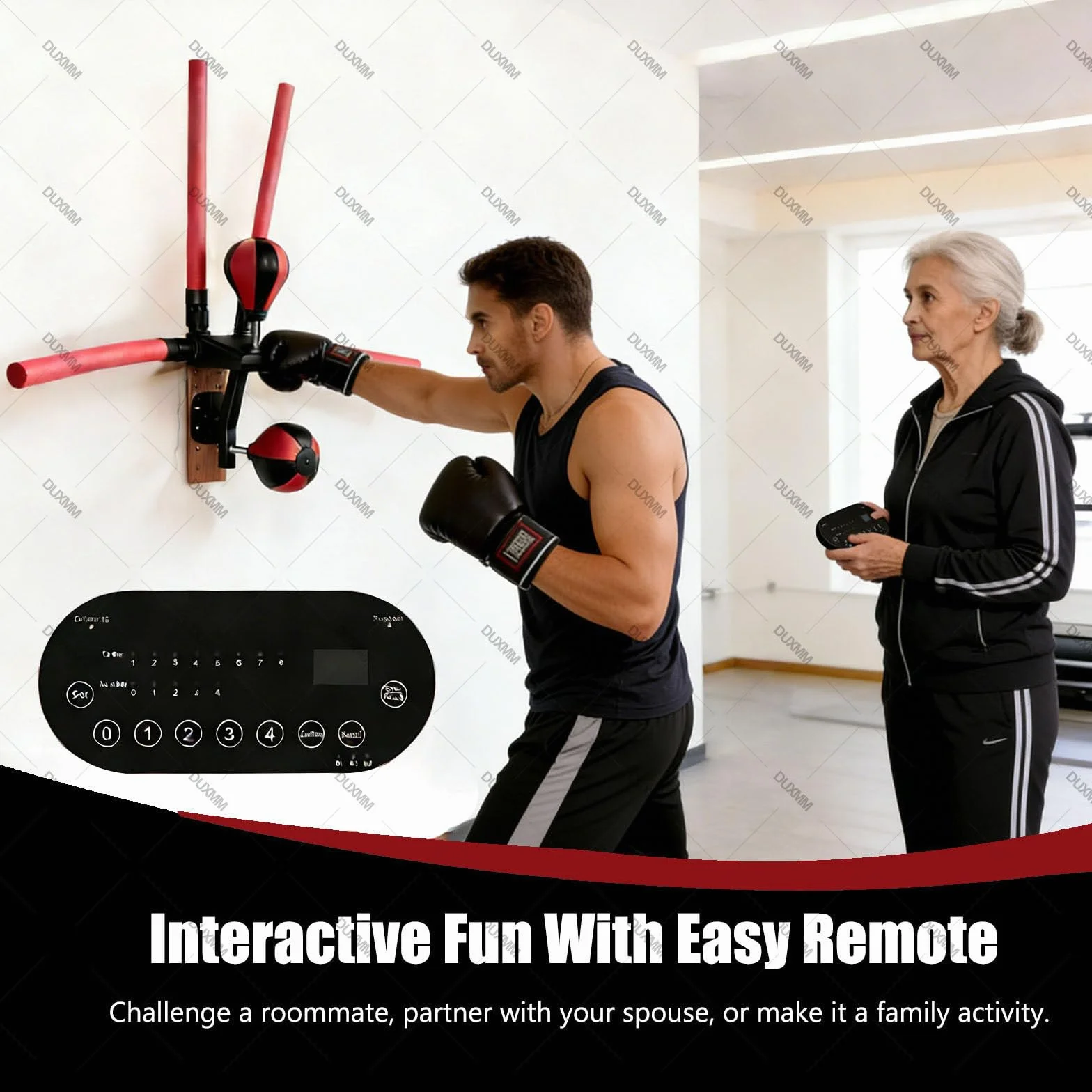 Barra de Boxeo Reflex Eléctrico, 2 Sacos de Boxeo, 4 Barras de Reacción, Montaje en Pared