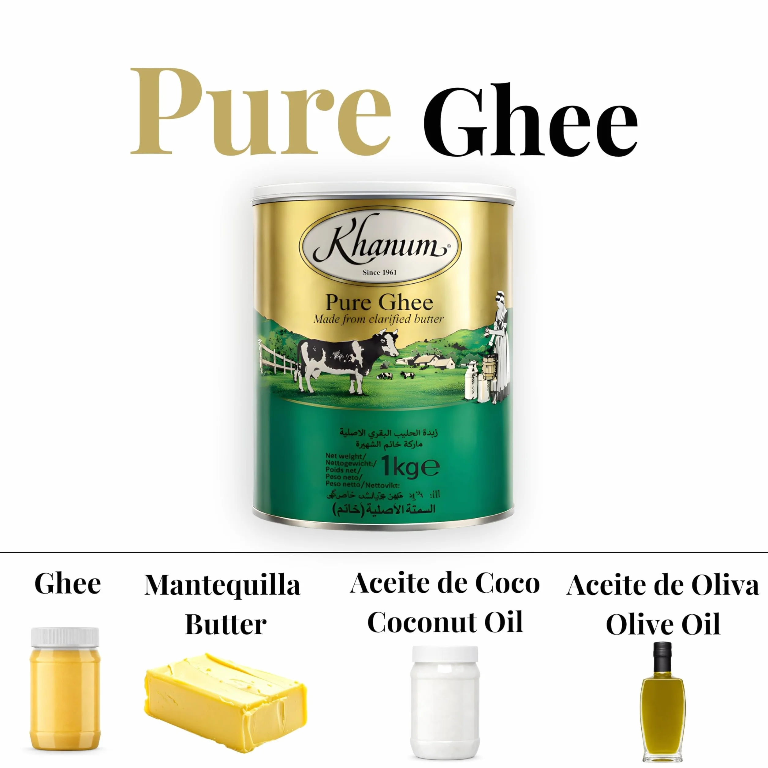 Mantequilla Clarificada Premium 100% Natural - Pure Ghee - Keto Friendly, Alto Punto de Humo, Sin Gluten - Ideal para Cocina Saludable - Laborawi (1 Kg)