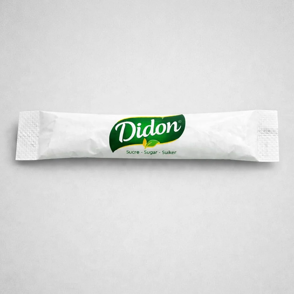 DIDON Lote de 1500 Sobres (750 x 2) - Bûchettes de Azúcar Individuales de 4g (TOTAL 6 kg) con un lote de agitadores de madera – Ideal para Bebidas Calientes, Cafés y Tés