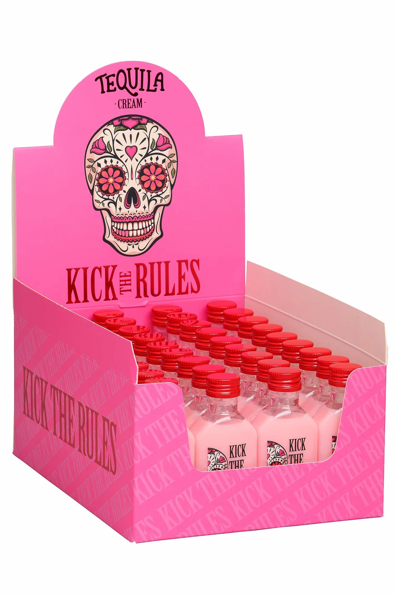 KICK THE RULES - PACK MINIATURA CREMA DE FRESA CON TEQUILA - PACK DE 36 UNIDADES - MINIATURA DE 50mL
