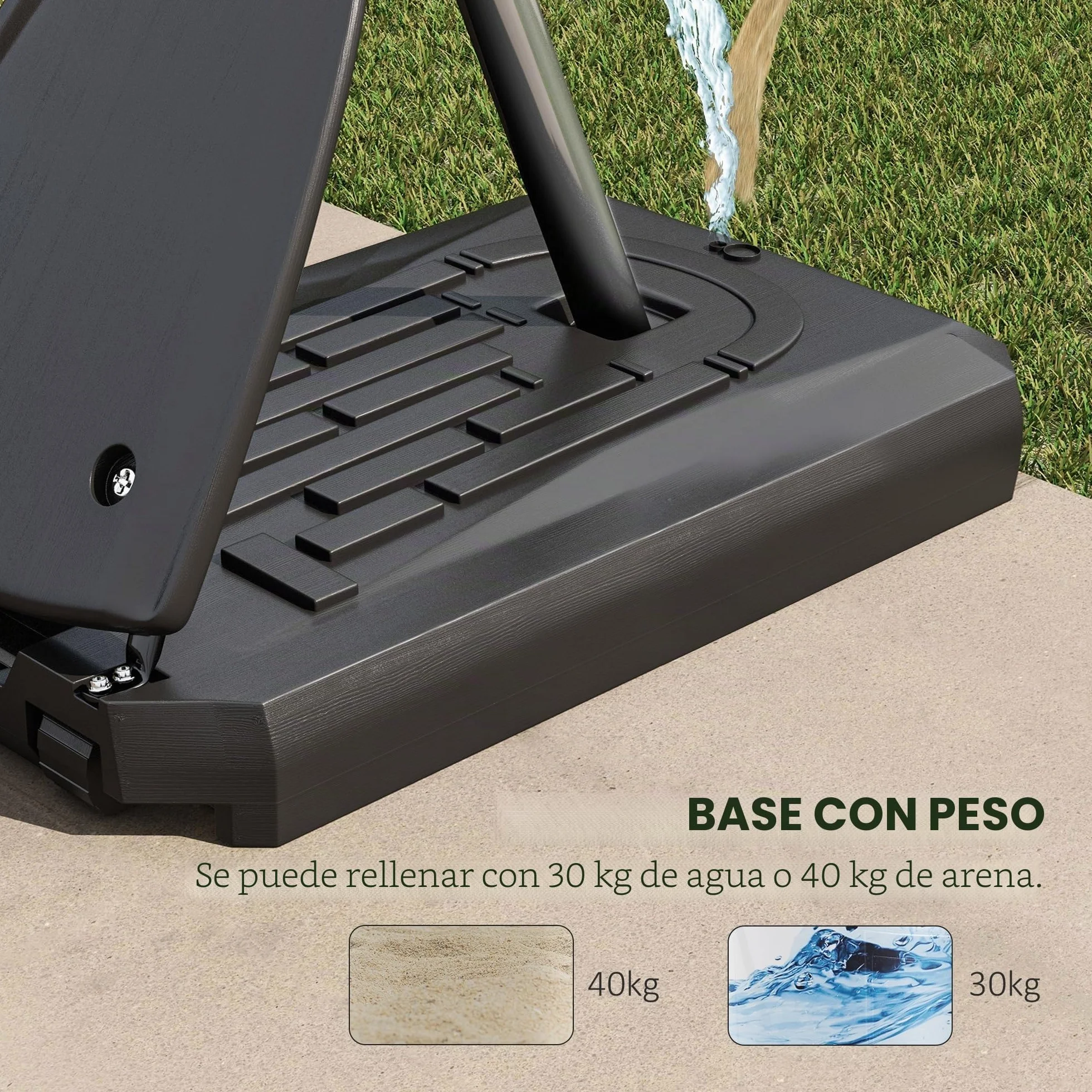 SPORTNOW Canasta de Baloncesto Exterior Altura Ajustable 236-293 cm Tablero PC Aro Ruedas Base Rellenable Negro