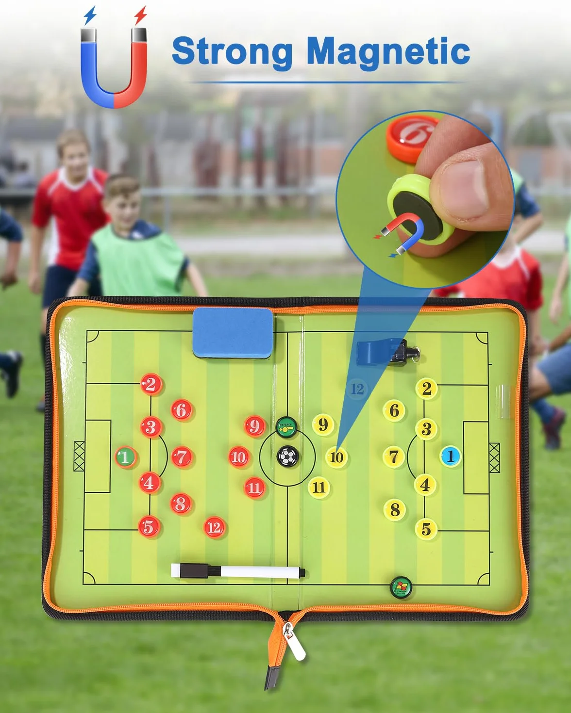 Jissta Carpeta Táctica Plegable Entrenador de Fútbol Coachboard Magnética