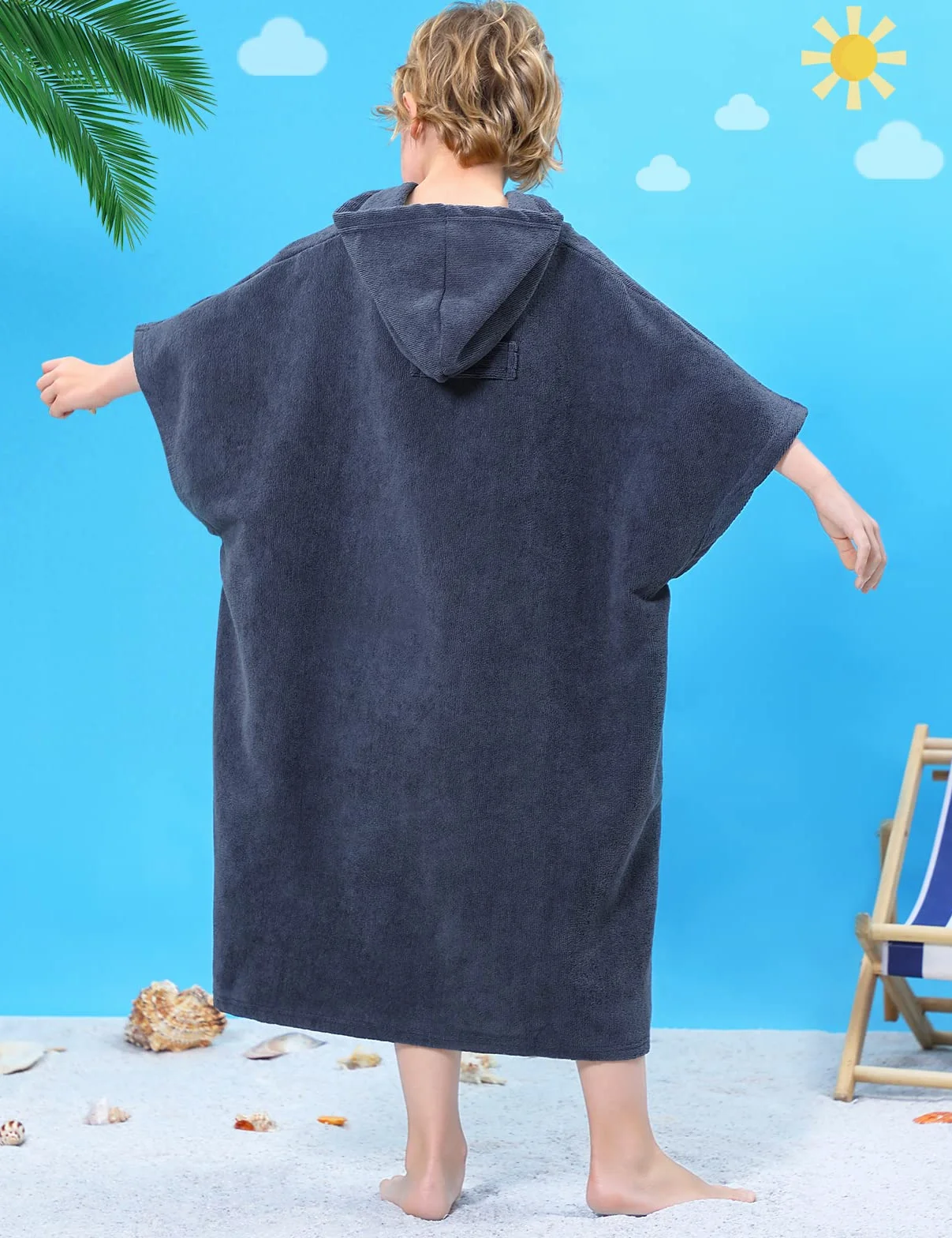 TOMEEK Poncho Toalla Infantil con Capucha Toalla de Playa Secado Rápido para Niños
