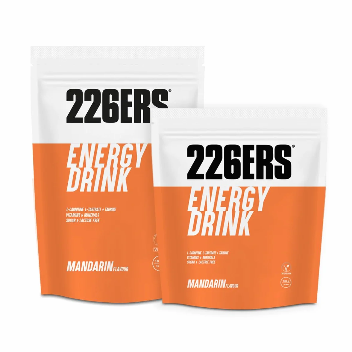 226ERS Energy Drink | Bebida Energética en Polvo con Amilopectina, Taurina y L-Carnitina, Sin Gluten y Sin Lactosa, Mandarina - 1 kg
