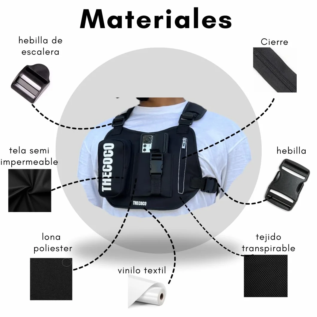 Pechera para Grabar con Soporte para Móvil Ajustable, Bicicleta Moto Motocross
