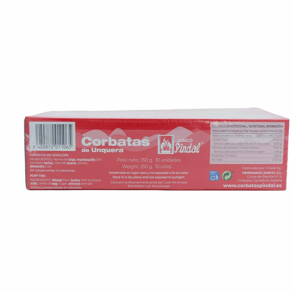 JUNCO PINDAL Corbatas de Unquera, Envase Individual, 20 unds (Pack 2 Cajas de 10 Unds)
