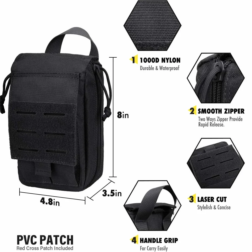 WYNEX Bolsa táctica primeros auxilios diseño cortado láser Molle EMT IFAK supervivencia organizadora médica emergencia