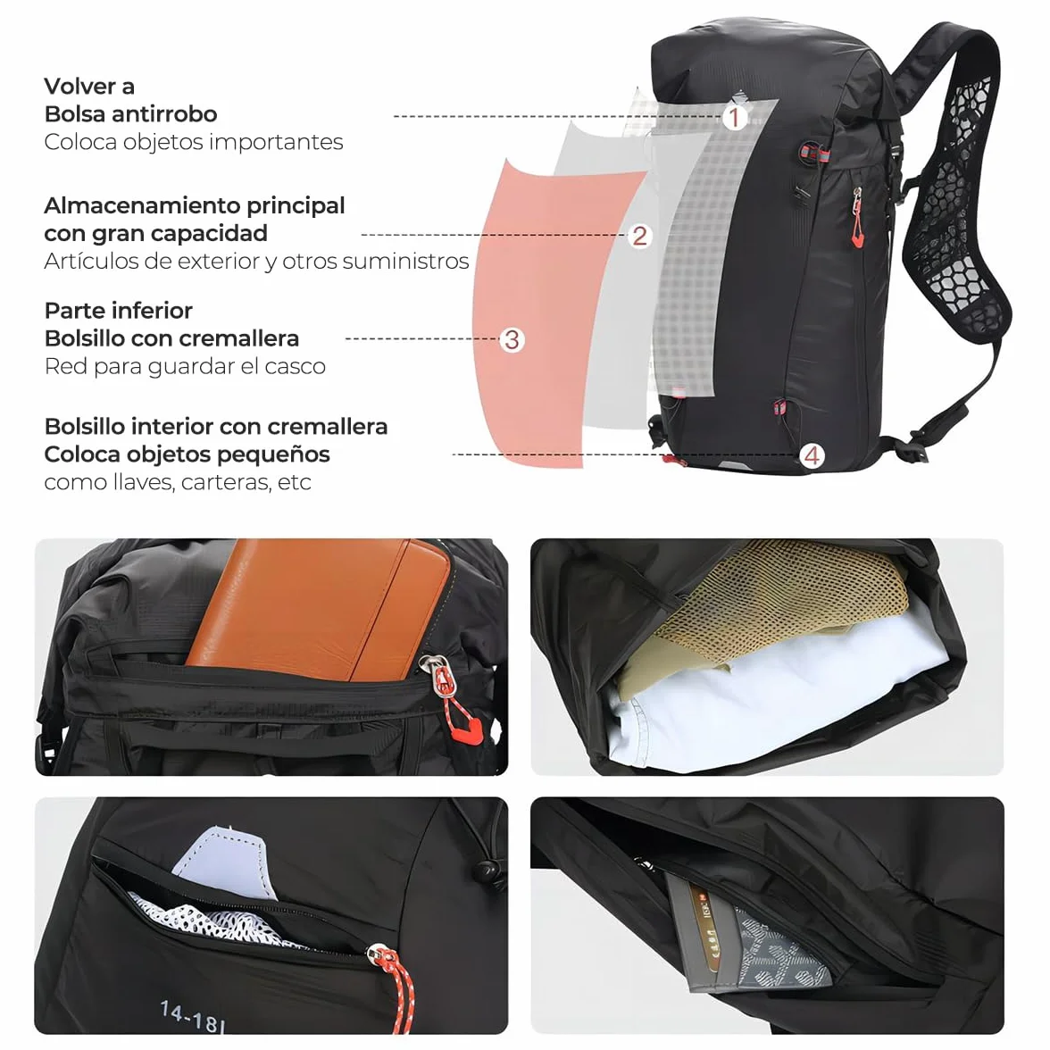 Mochila de hidratación impermeable ligera para senderismo correr ciclismo