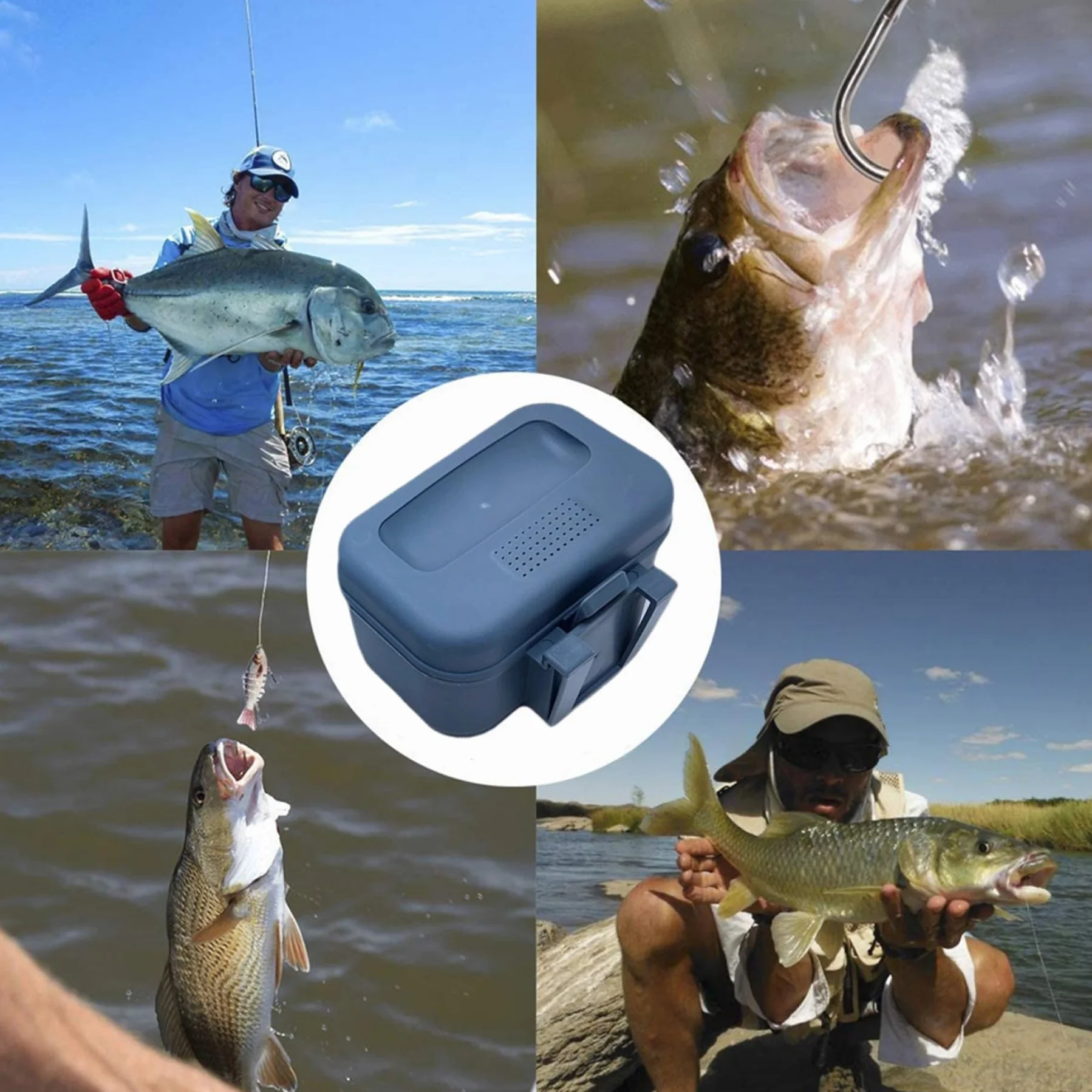 Caja de gusano de pesca de plástico con tapa a prueba de fugas y agujeros transpirables