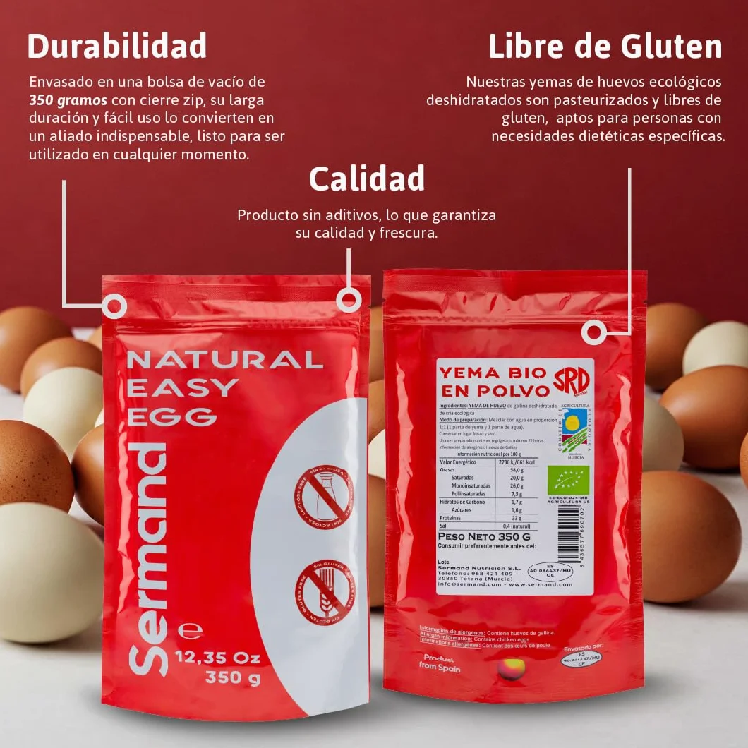 Yema de Huevo en Polvo Ecológico 350gr Sin Aditivos Sin Lactosa