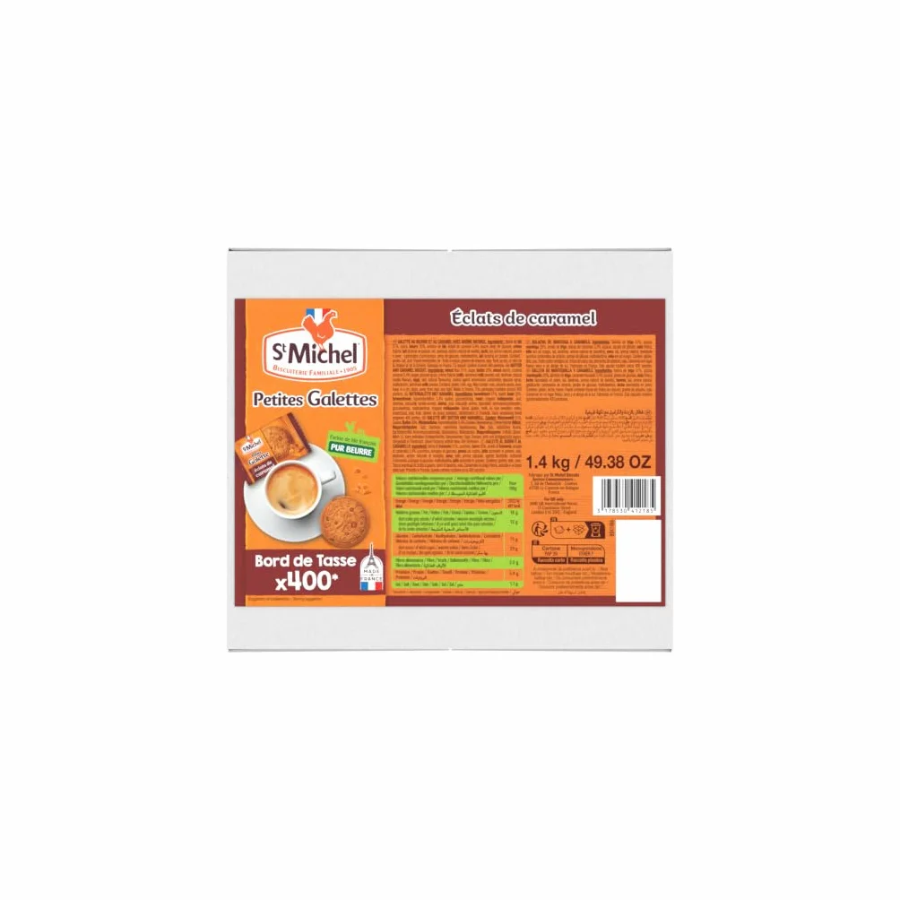 St Michel - Pequeña Galleta de Caramelo - 3,5 g Caja de 400 Sobres Individuales - 1,4 Kg