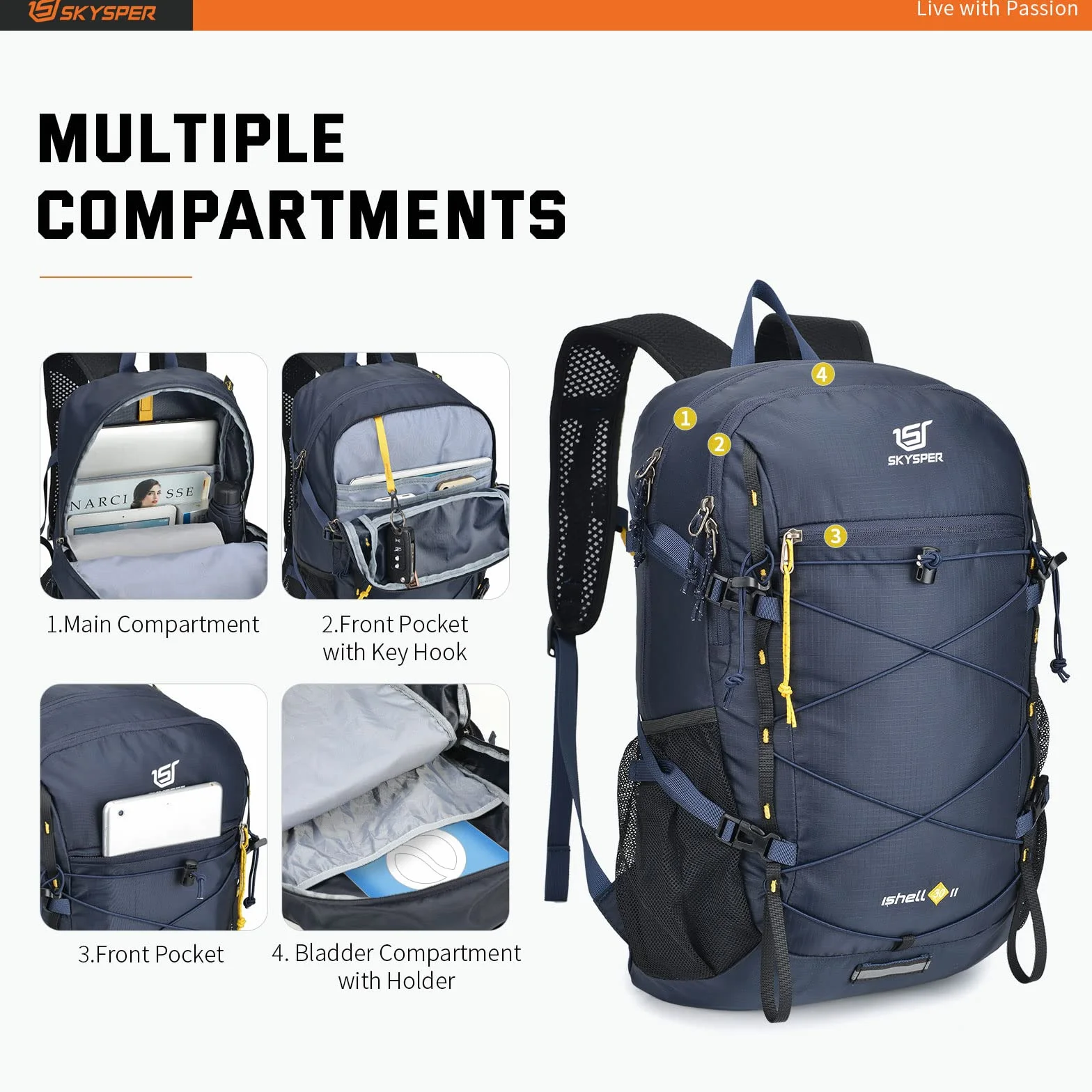 SKYSPER Mochila Plegable Ultraligera 30L de Senderismo Viaje Trekking