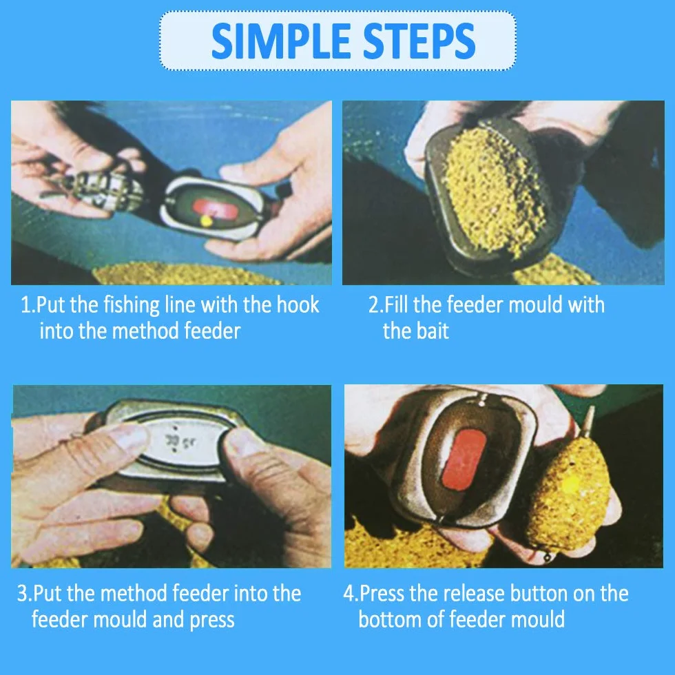 Accesorios de Cebadores de Pesca Carpa Alimentador de Metodo con Molde de Liberación Rápida Juego 10pcs 15-60g