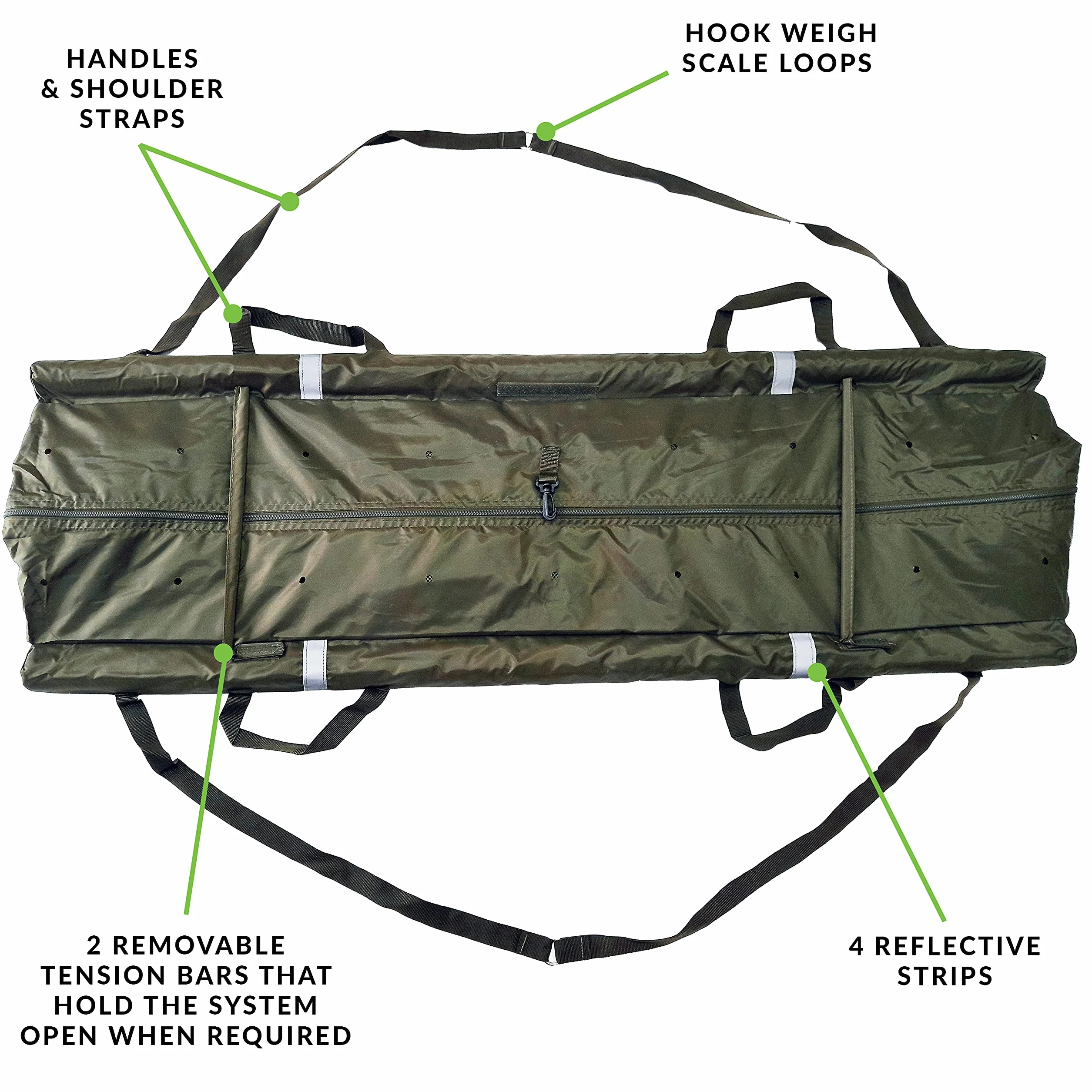 Eslinga flotante de recuperación 210D 120x35x50 cm verde oscuro con bolsa de transporte