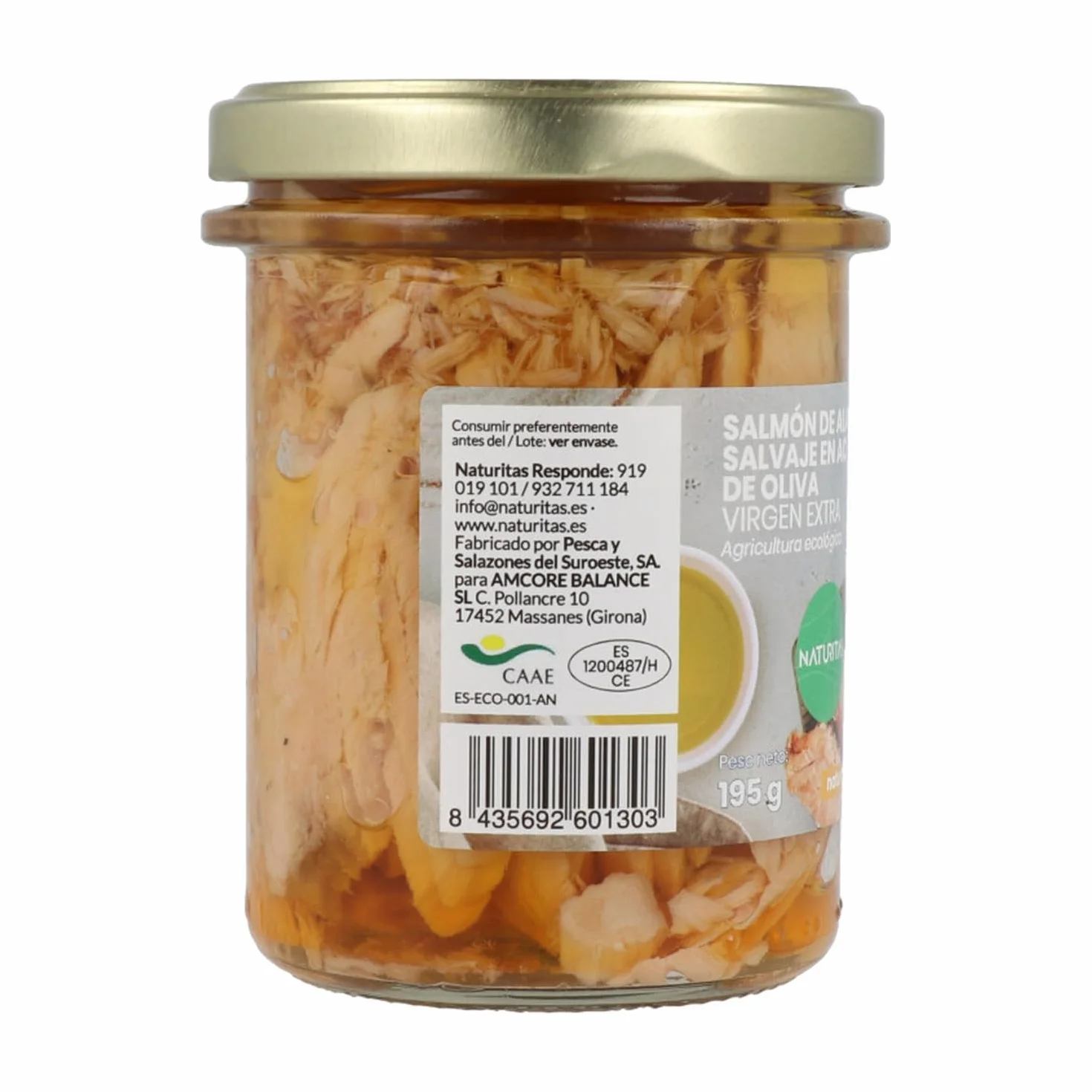 Salmón salvaje de Alaska en aceite de oliva virgen extra BIO | 195 g | Naturitas Essentials | Salmón salvaje de Alaska en AOVE Bio | Pesca sostenible omega 3 | Conservas
