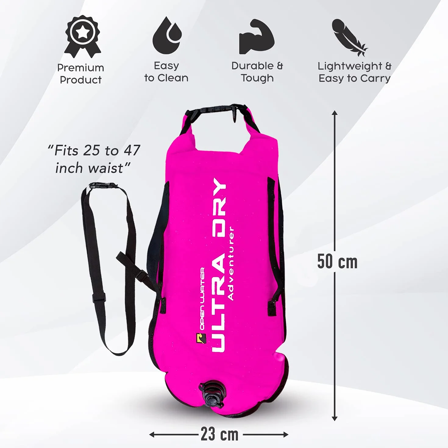 Flotador de remolque de natación, bolsa seca impermeable con cinturón ajustable, 28