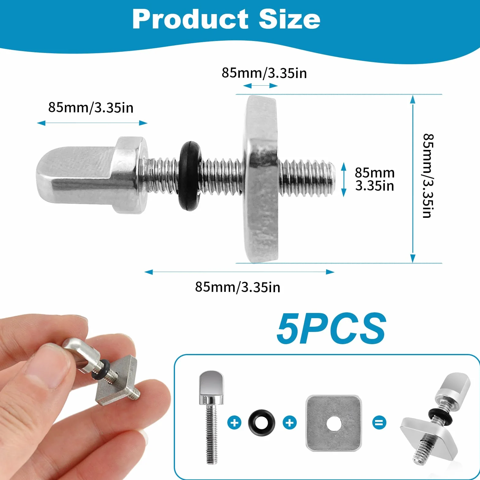 Tornillo para Tabla de Surf Acero Inoxidable Kit de Repuesto 5 Piezas