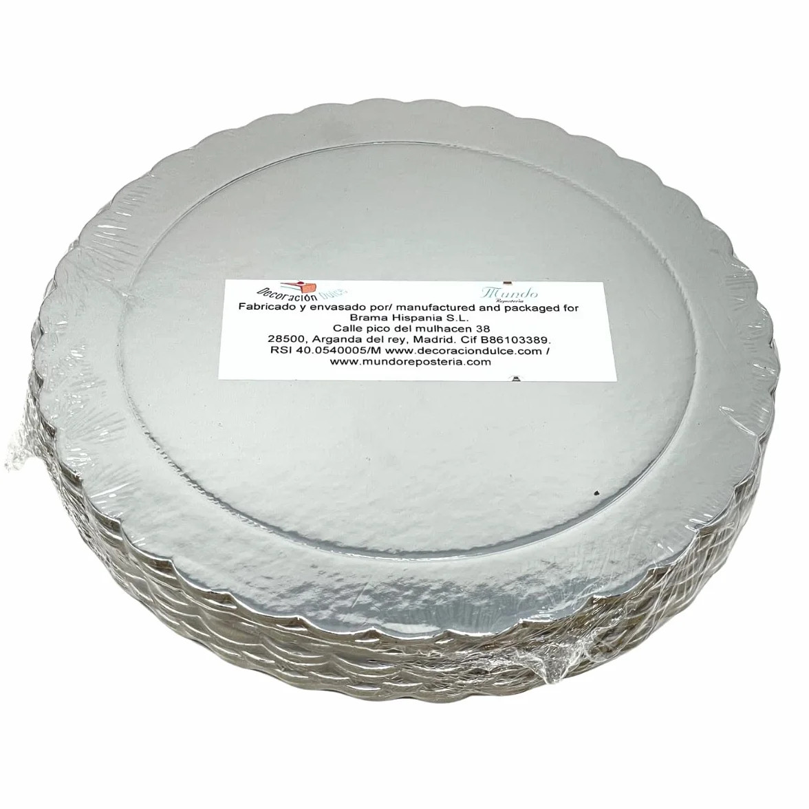 Decoraciondulce 10 x Discos/Bases Extrafuerte de 20cm X 3 Mm. Altura para pasteles (10 de Plata)