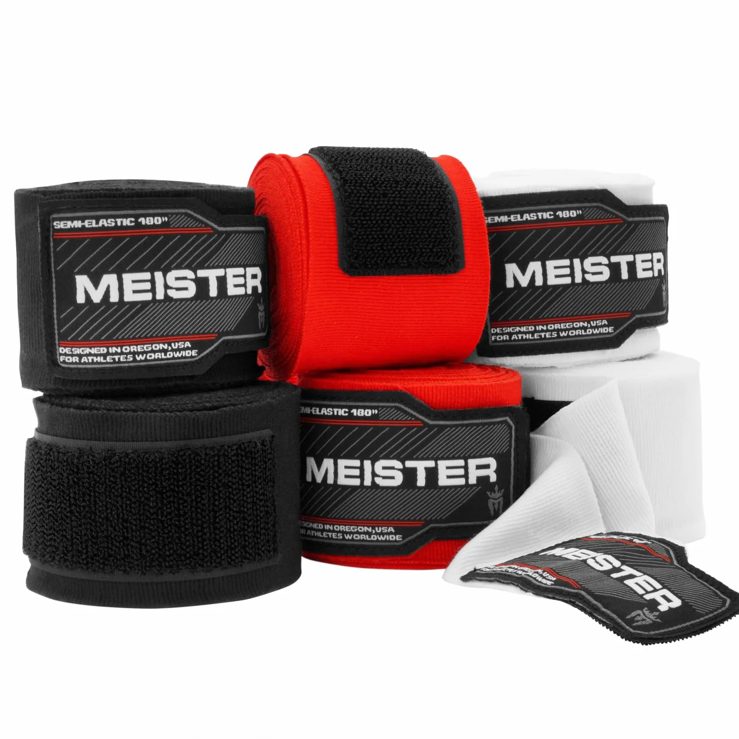 Meister Vendajes Semi-Elásticos para Adulto 180 in 457 cm MMA Boxeo Paquete 3 Pares