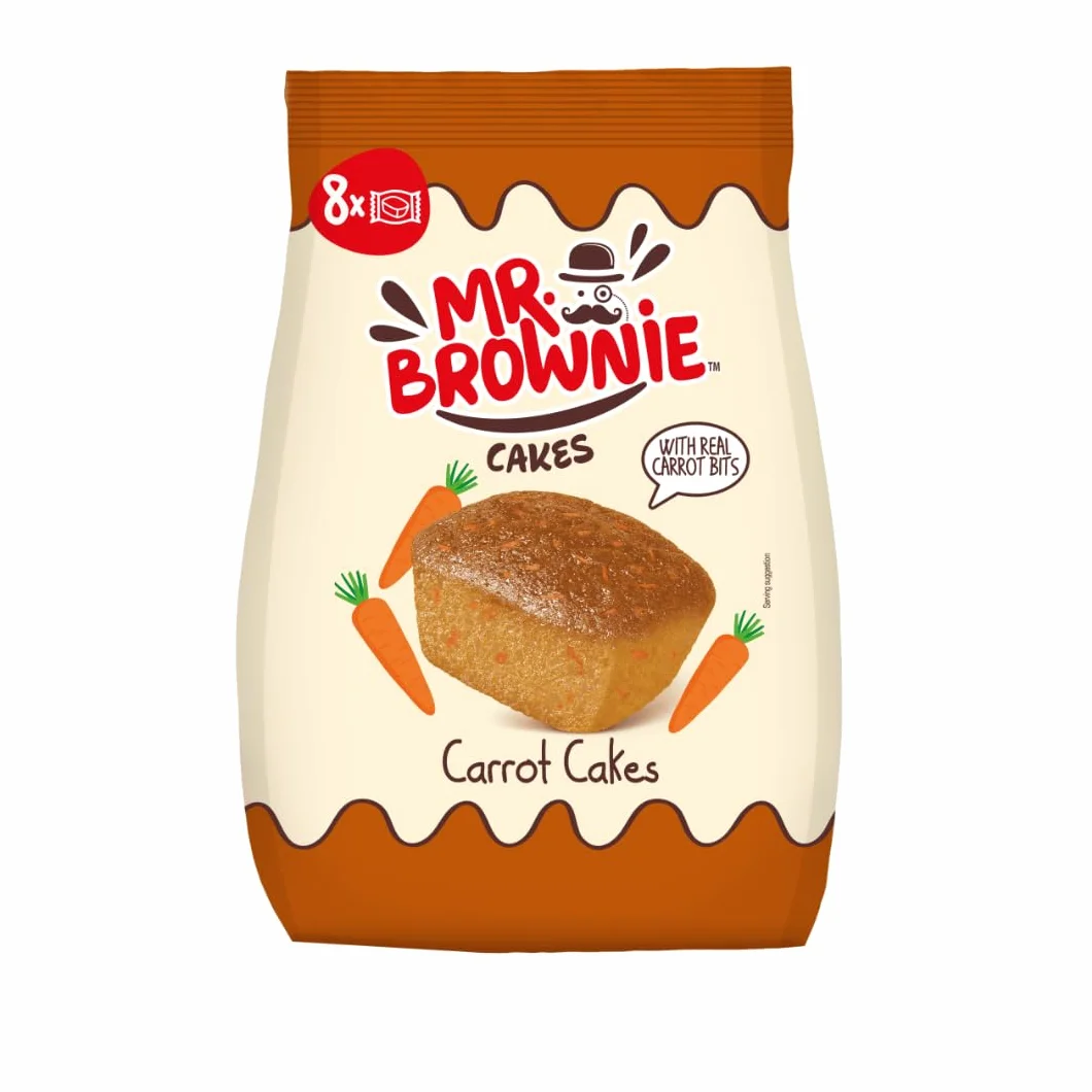 Mr. Brownie Carrot Cakes Pack 12 Unidades – Bizcochos de Zanahoria con Trozos Reales, Snack Dulce Individual, Mini Cakes Esponjosos, Pack Ahorro para Desayuno y Merienda