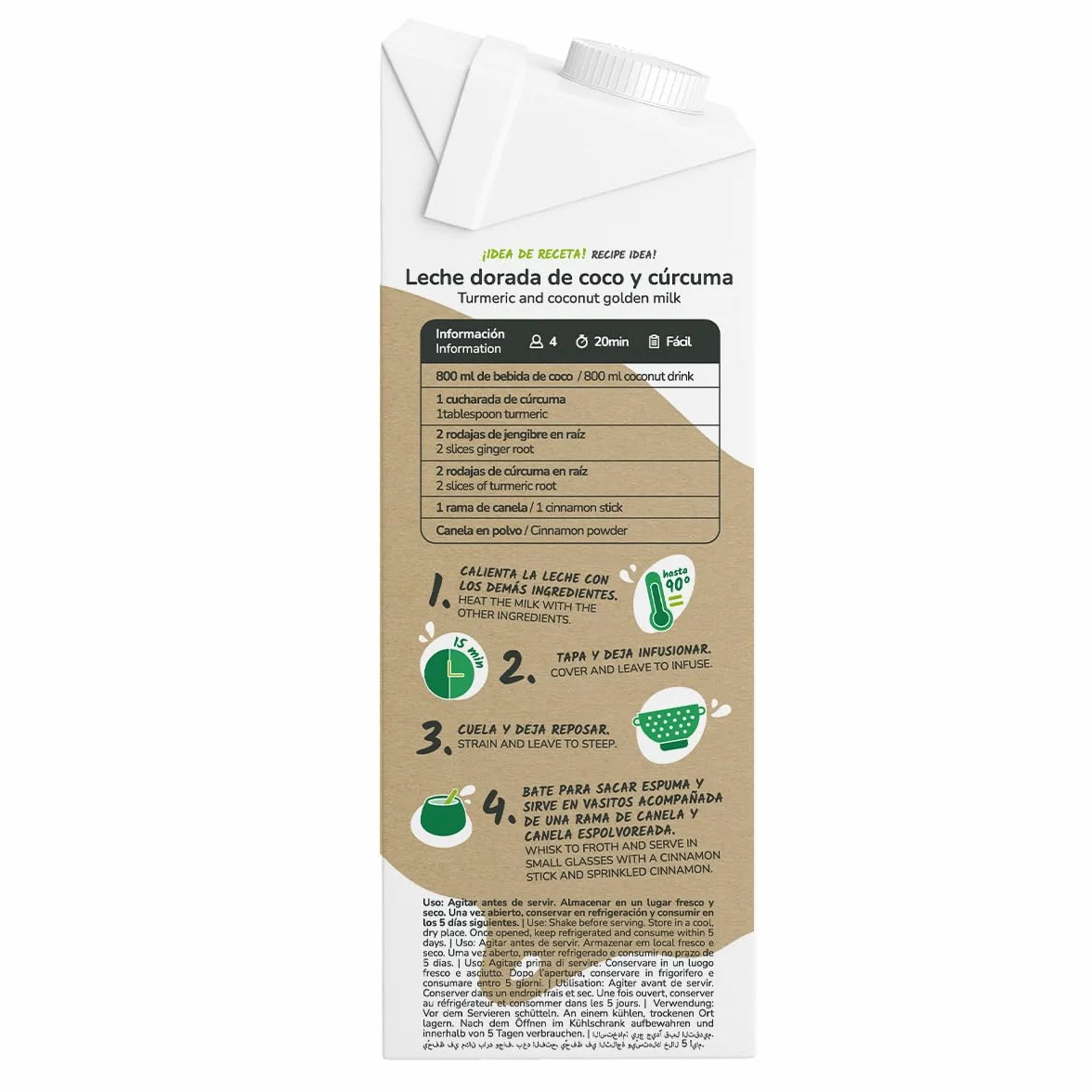 Pack 12× Bebida de Coco ECO 1 L – Bebida Vegetal sin Lactosa, sin Azúcares Añadidos, Ecológica