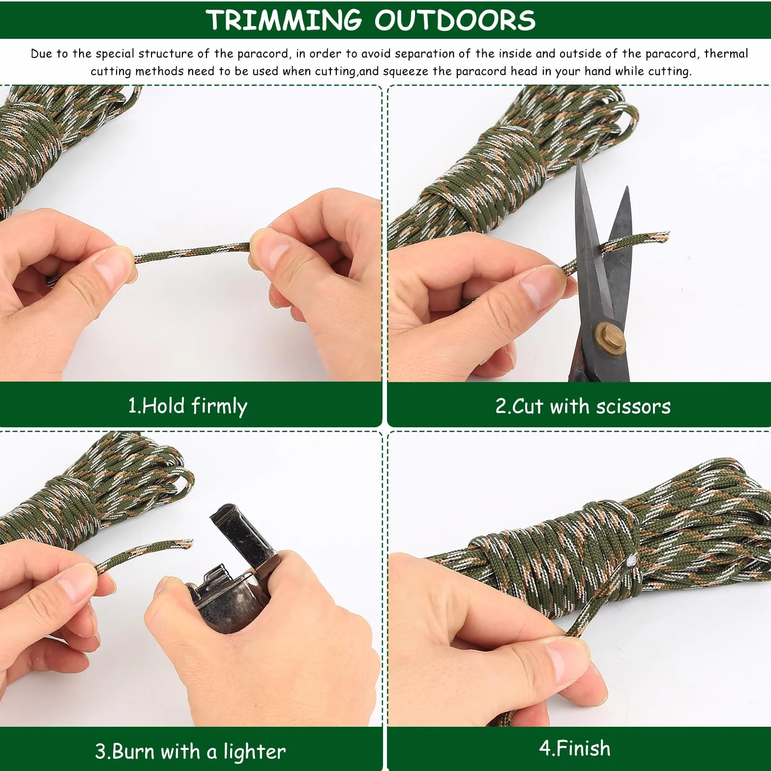 Cuerda Paracord Multiusos 4mm x 10m, 4 Unidades para Manualidades, Senderismo y Camping