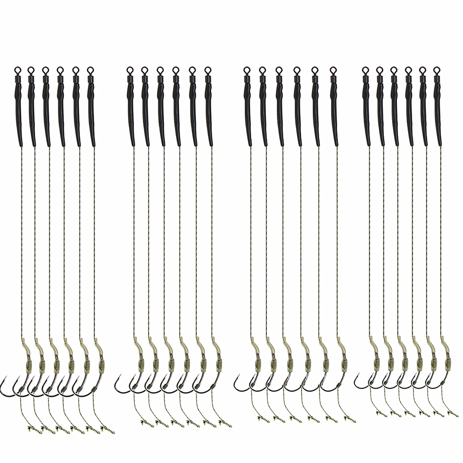Carpfishing Anzuelos de Pesca de Carpa - 24pcs Aligner Rigs, Tamaños 2, 4, 6, 8