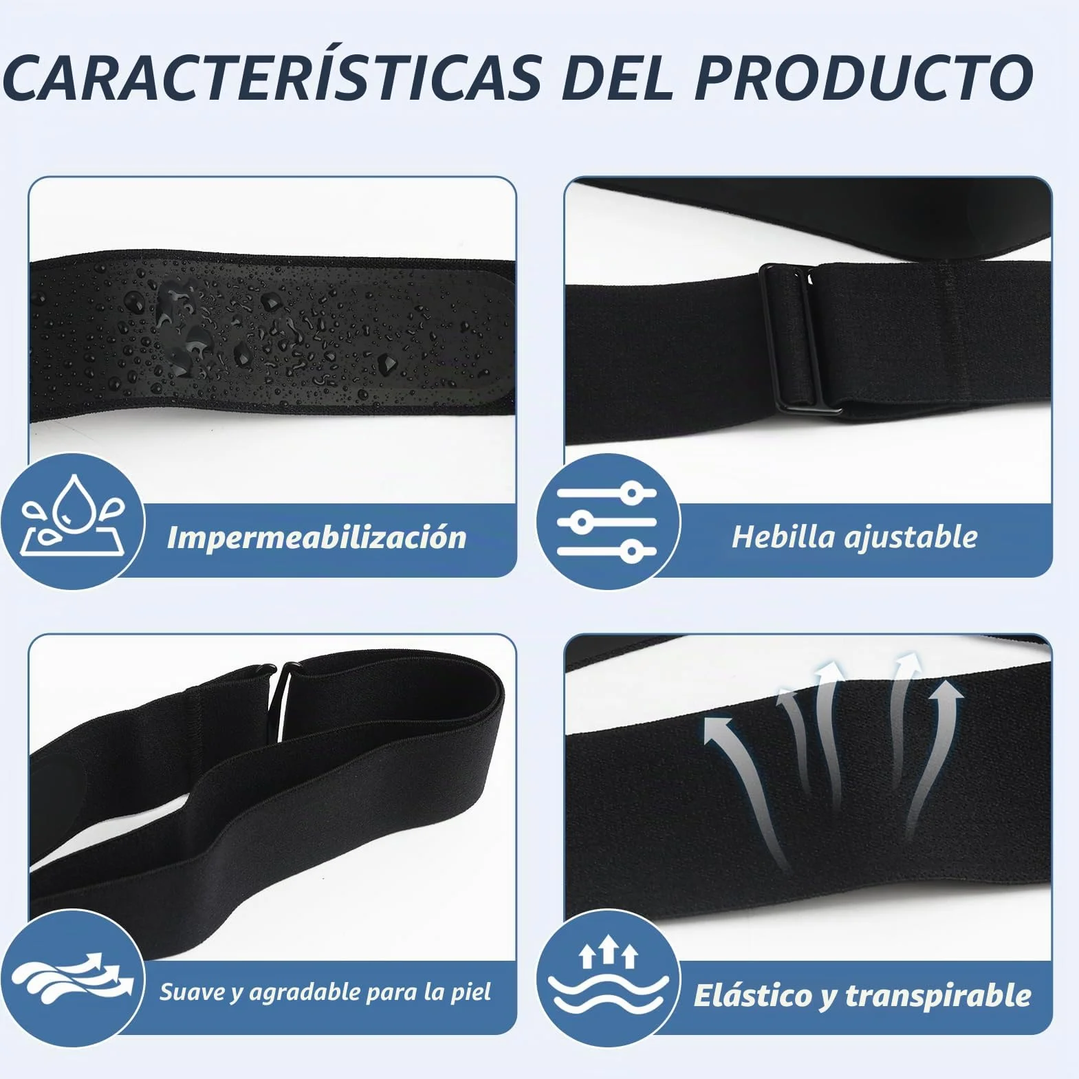 Correa de repuesto Polar H7 Compatible Coospo Wahoo Tamaño universal M-XL ANT+ Bluetooth