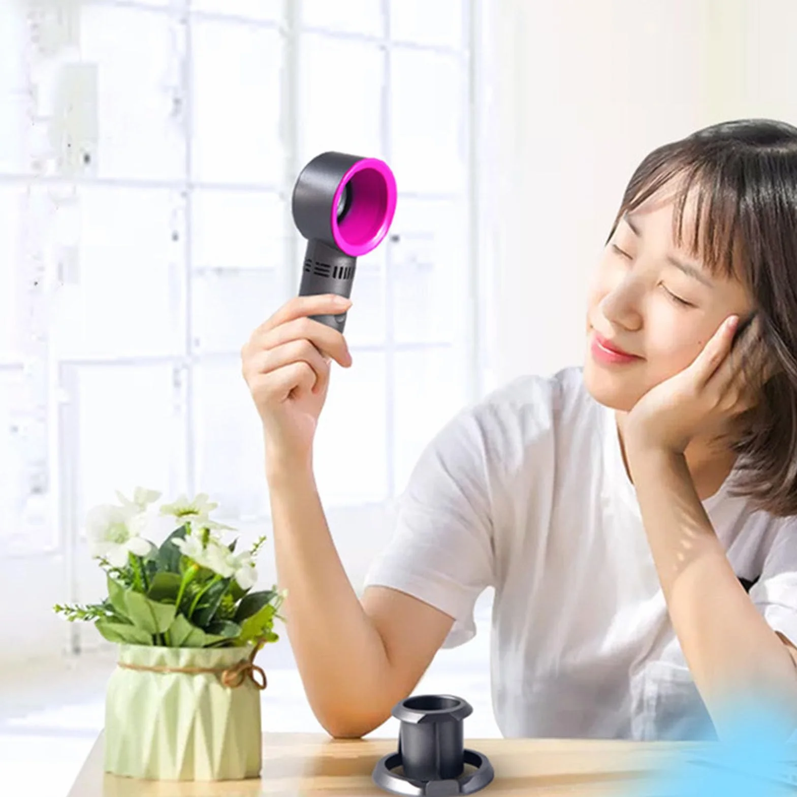 Ventilador de Bolsillo Portátil sin Aspas, Ventilador de Mano para Refrescar al Aire Libre