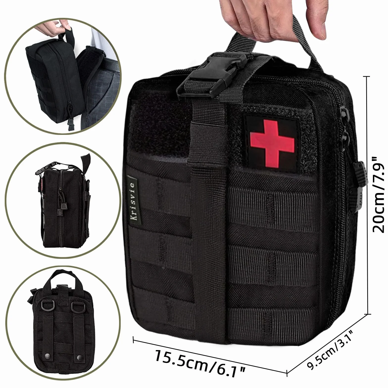Médica Bolsa Primeros Auxilios Táctica Compacta Botiquín Negro