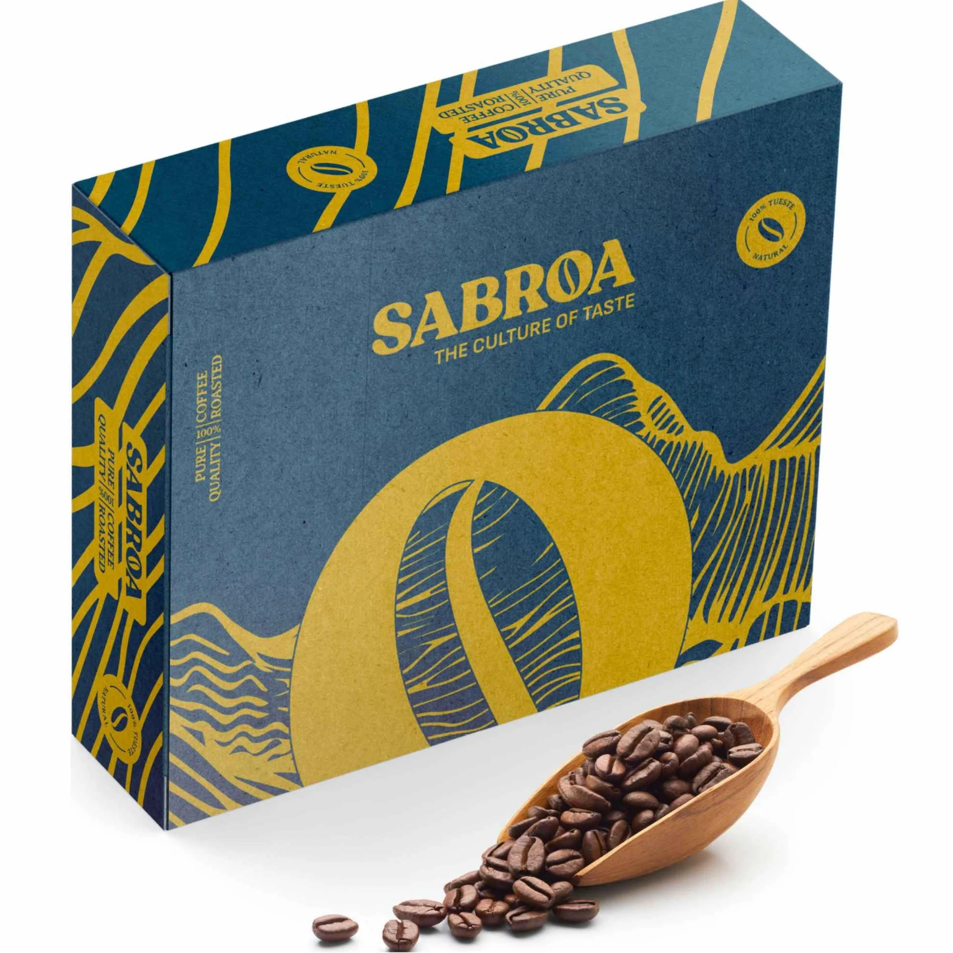 Cafe en Grano Natural de Especialidad 100% Arabica Tueste Natural y Artesanal con Sabor Intenso Acidez Equilibrada para Todas las Cafeteras 250g Gran altitud Origen Brasil - SABROA