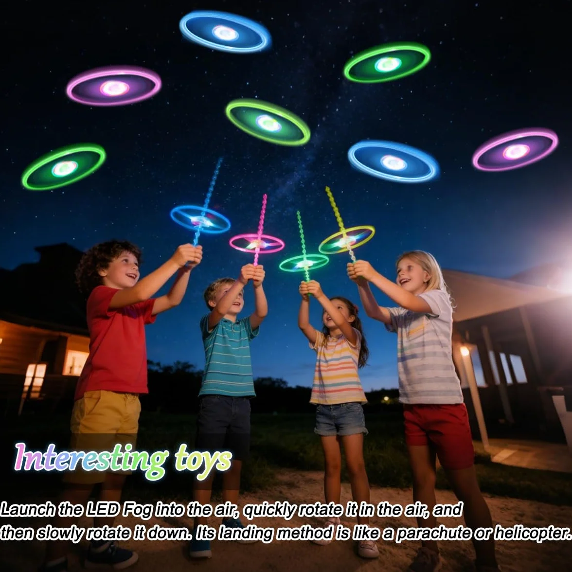 Juguetes Voladores Iluminados Helicóptero Vuelo 12 Piezas Disco Volador Regalo Niños