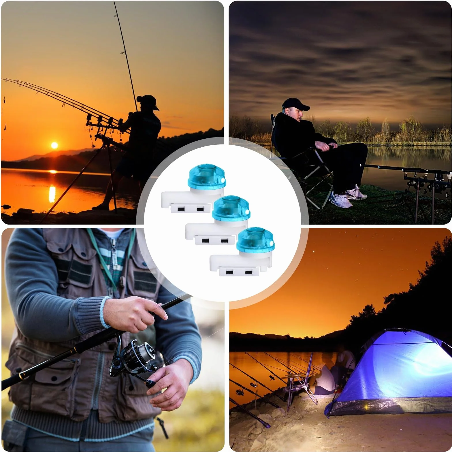 Alarmas de Picada de Pesca LED, 3 Piezas Indicadores Electrónicos para Caña de Pescar