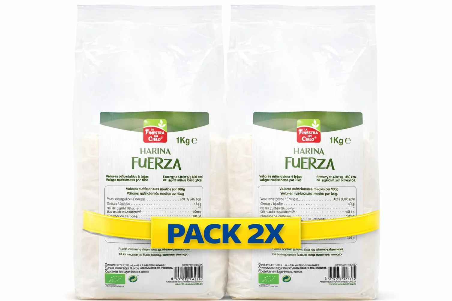 Pack 2x Harina de Fuerza Bio La Finestra Sul Cielo 1 kg | 2 Paquetes de 1 kg (Total 2 kg) | Harina Ecológica para Pan y Pasteles | Ideal para Repostería y Panadería
