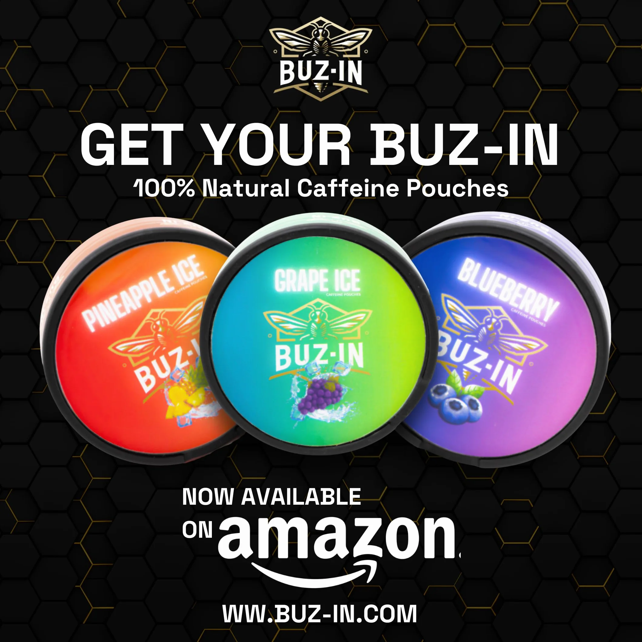 Bolsas de Energía de Cafeína 60 mg BUZ-IN | 20 Unidades | Energía 100% Natural para Atletas