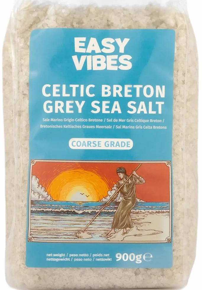 Easy Vibes - Sal Celta - Sal Marina Gris Bretona Gruesa (900g) | Sin Refinar | Naturales | Sin Conservantes