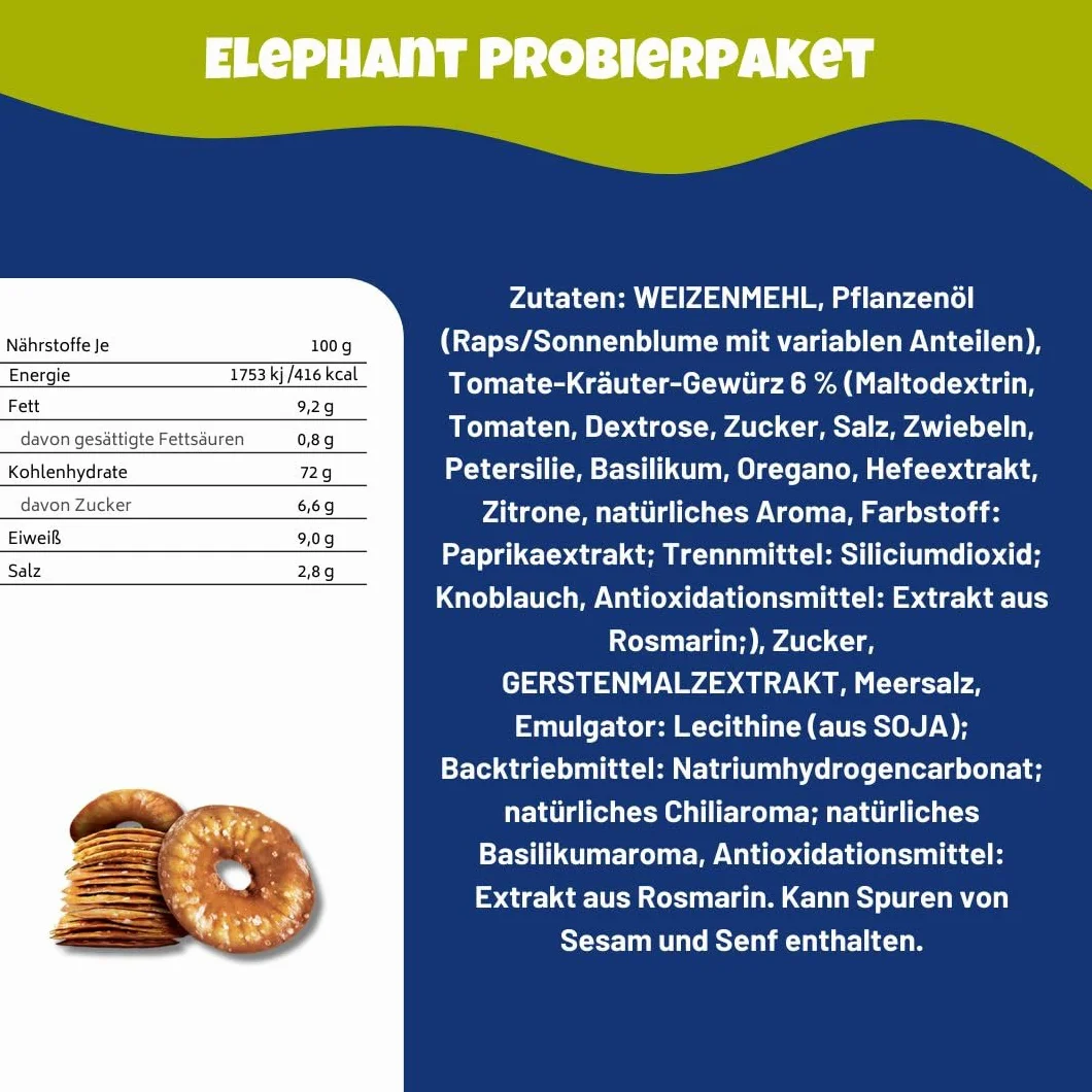 Elephant Squeezed Pretzels Sea Salt 3 paquetes de 80 g Needforsweet