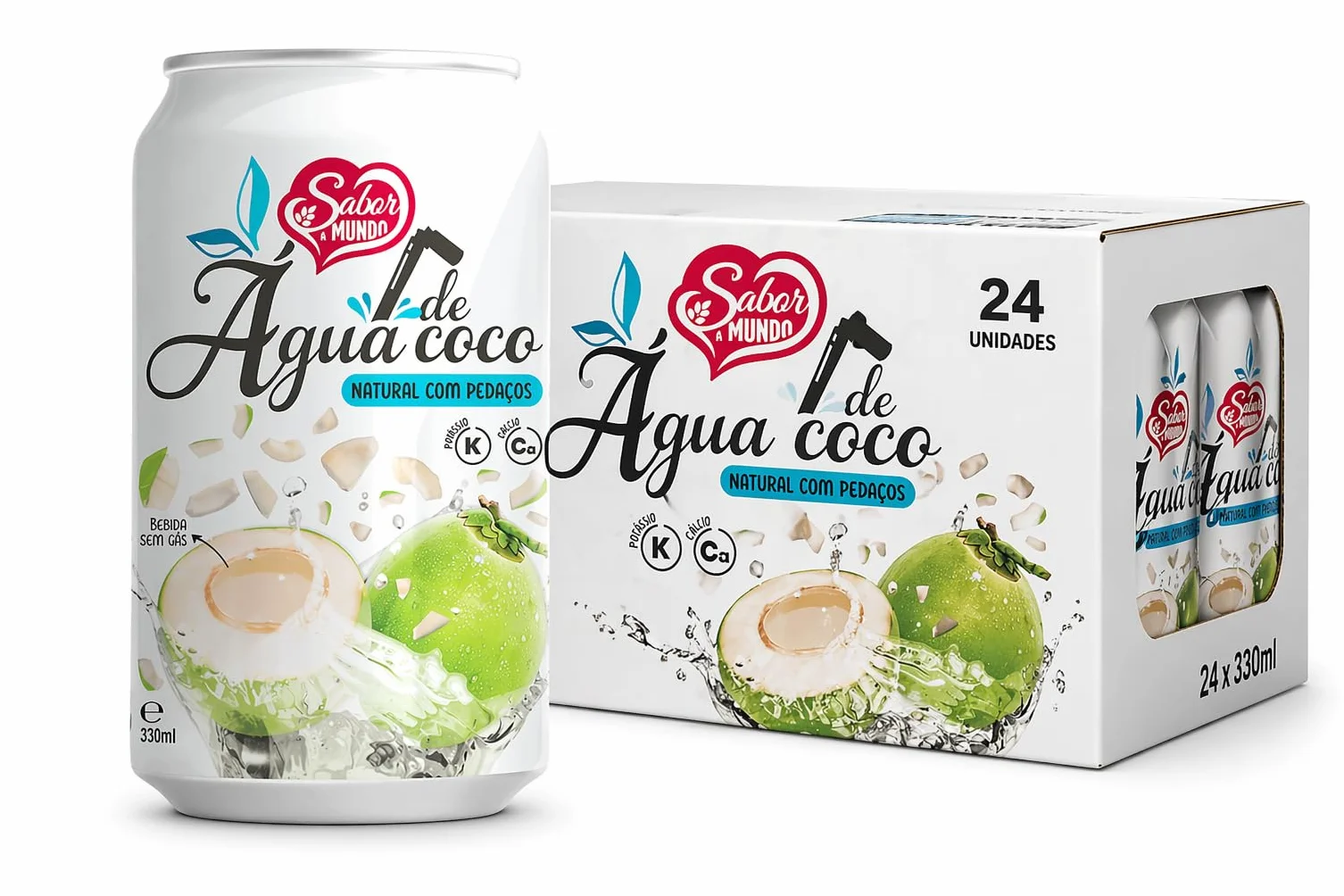 Pack 24 Agua de Coco Natural con Pulpa 330ml Sabor a Mundo | Bebida Isotónica Natural, Rica en Potasio y Calcio, Sin Gas, Hidratación Saludable