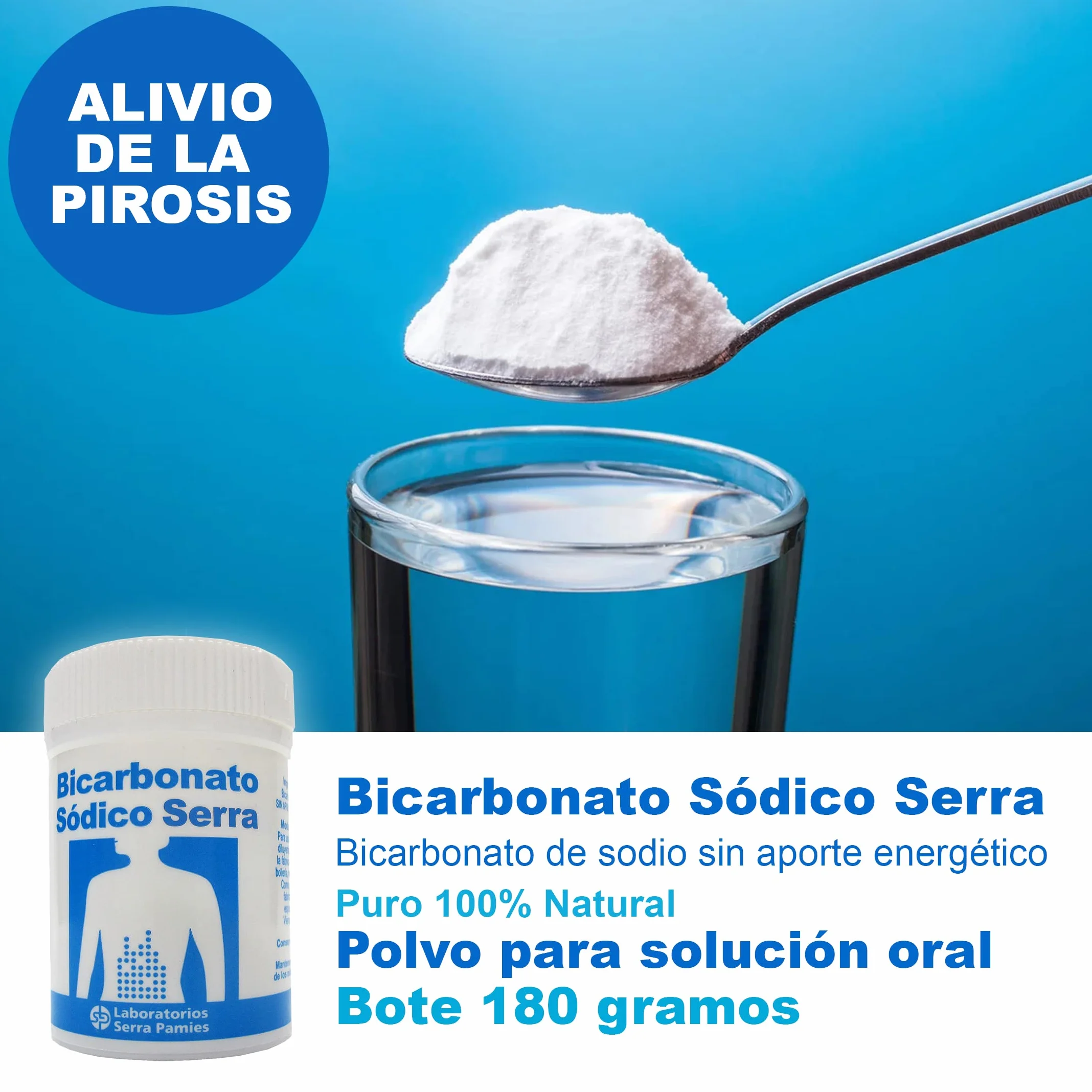 Bicarbonato Sódico Serra Pack 4 | Bicarbonato de sodio alimenticio | 180 gramos bicarbonato puro 100% Natural | 720 gramos total 4 botes