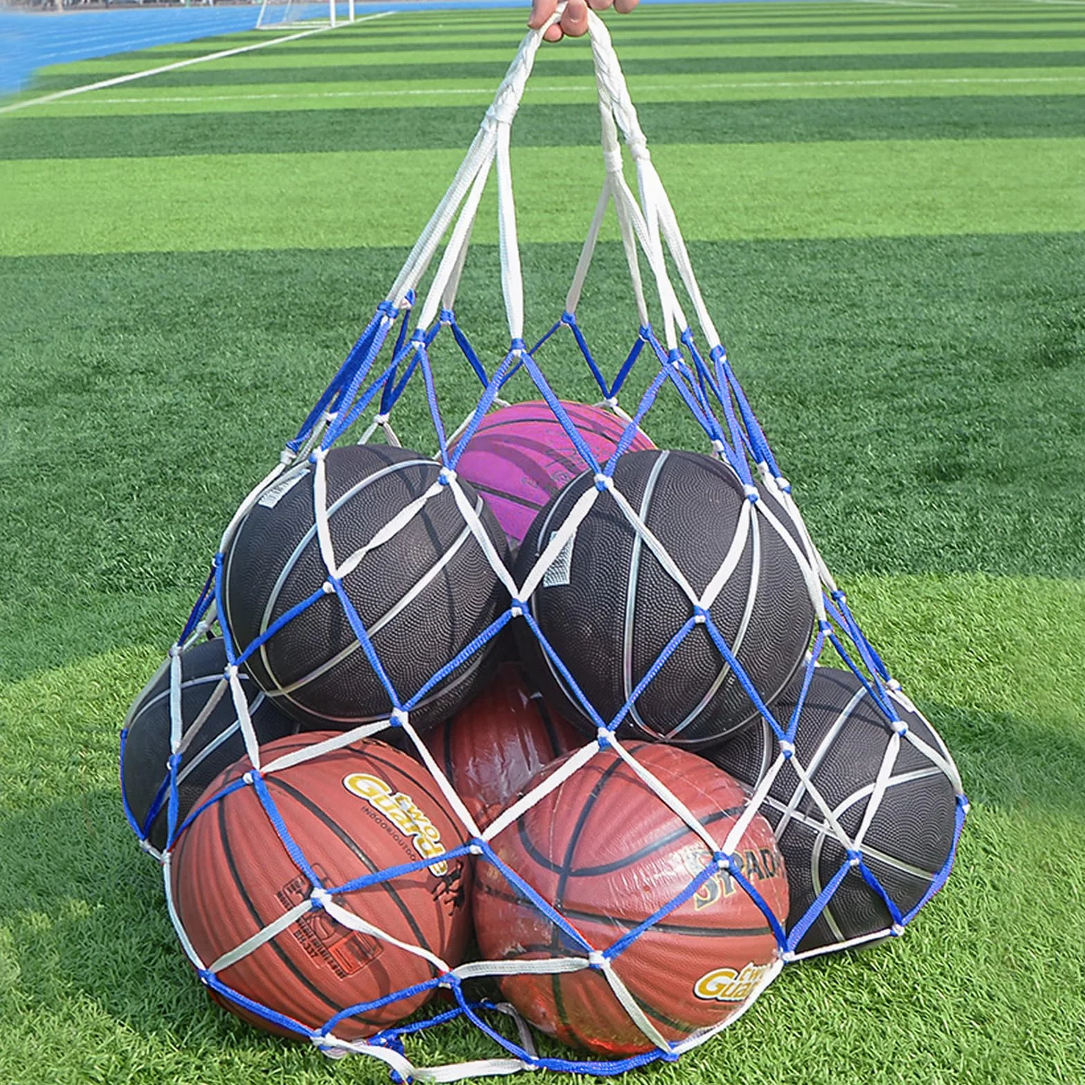 Pumuky Bolsa de Malla para Pelotas de Baloncesto Fútbol Voleibol, Red Reutilizable de Nailon con Cordón, 10-15 Bolas