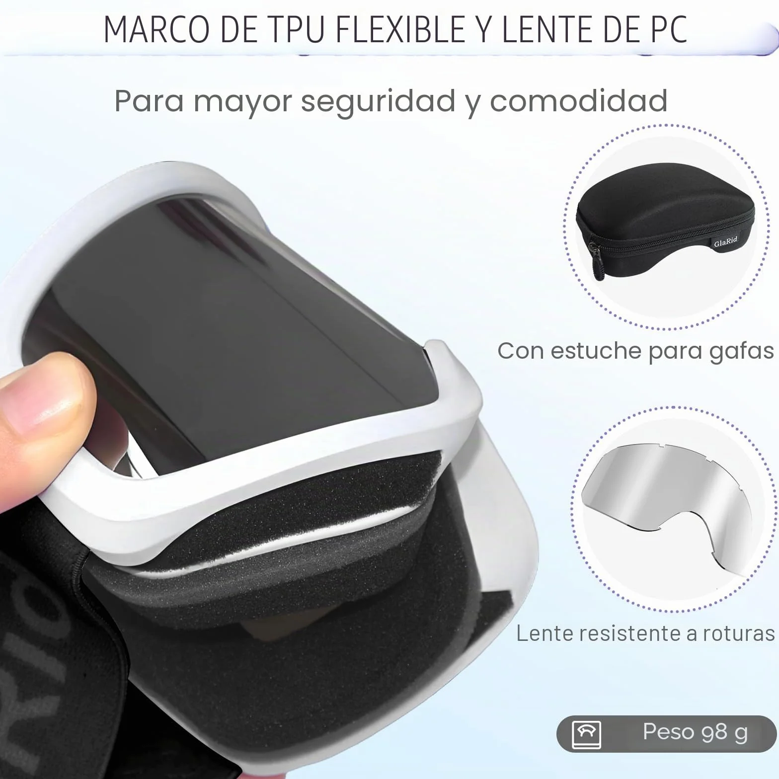 Gafas de esquí para niños antivaho protección UV400