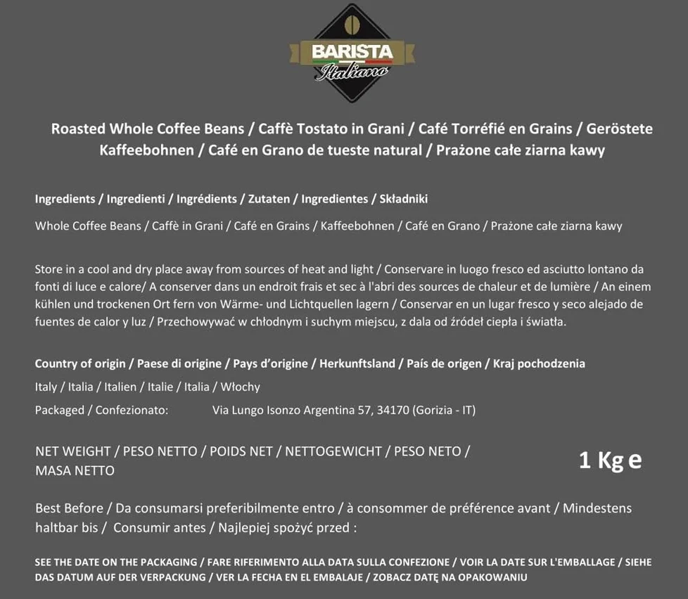 Barista Italiano - 2 x 1KG Café Natural En Grano (VARIEDAD DE CAFÈ) | Made in Italy