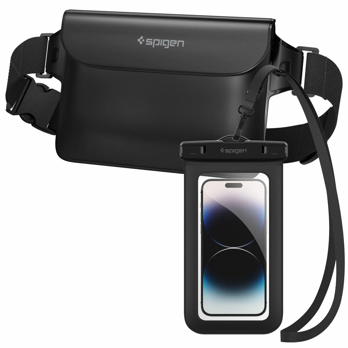 Spigen Aqua Shield Impermeable Bolsa Móvil 8.7 Pulgadas Playas Piscina Natación Kayak Pesca Negro