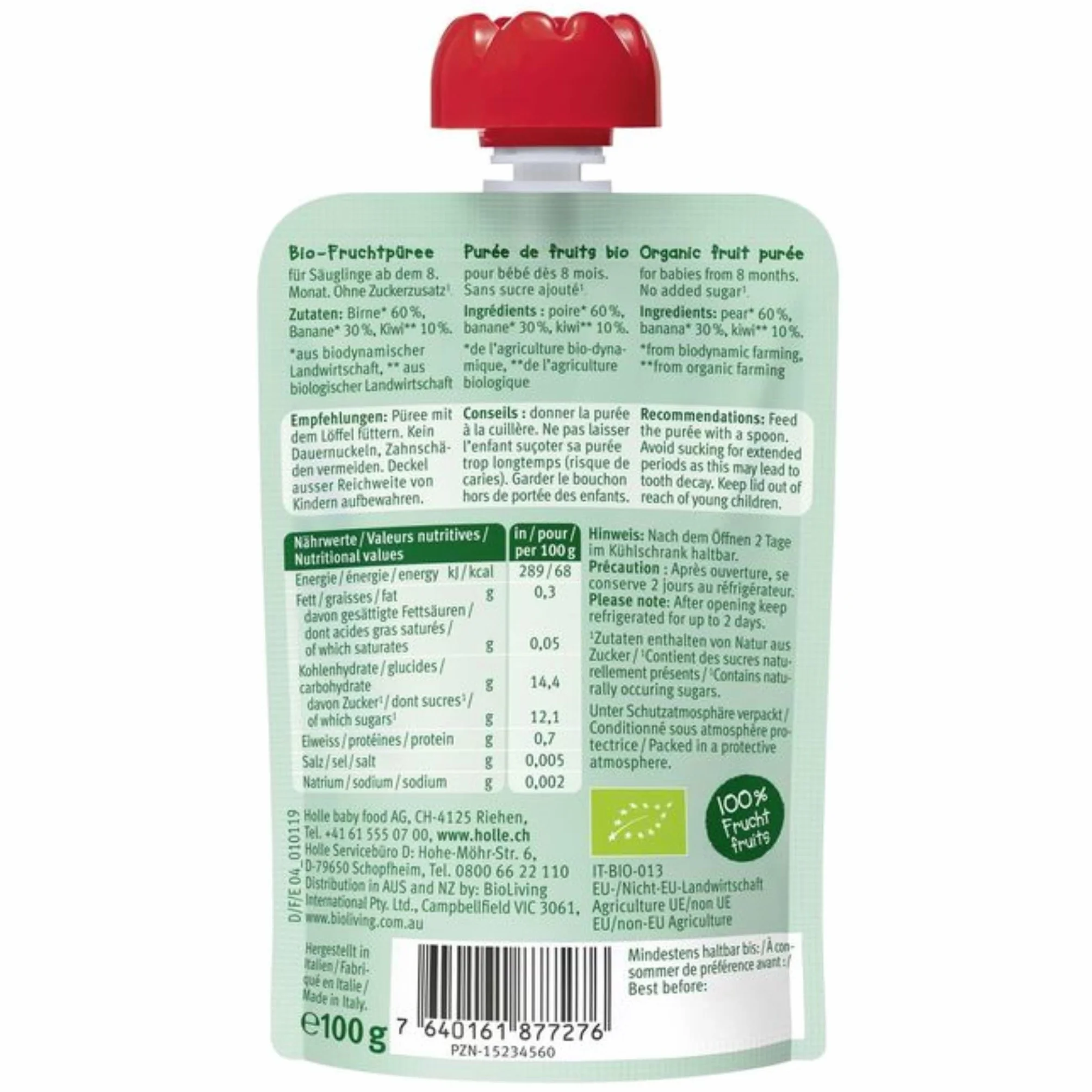 Holle Smoothie Kiwi Koala Dem 100 g (+8 Meses)
