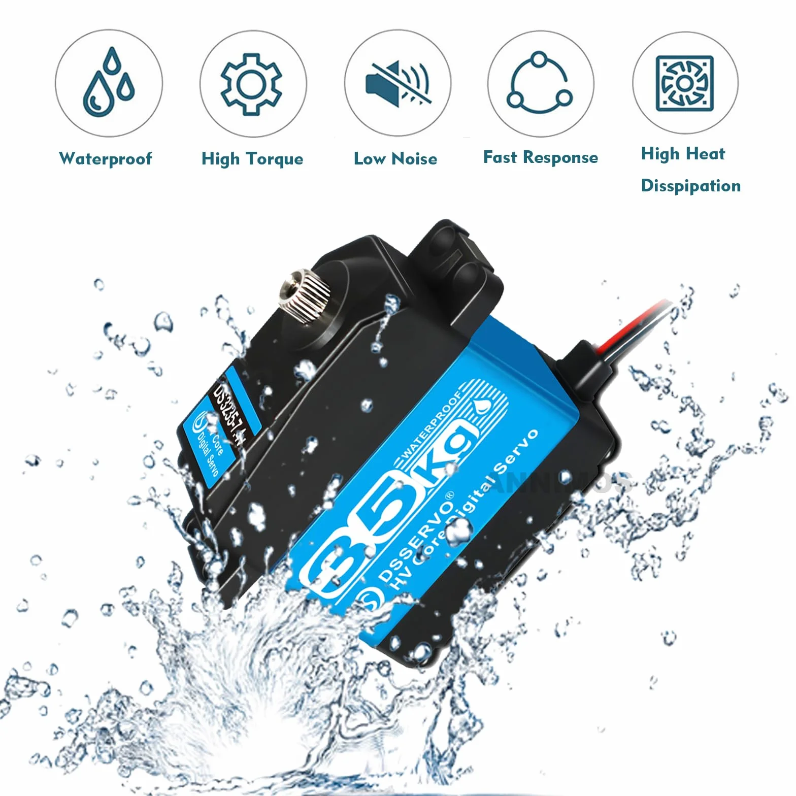 Servo Motor Digital RC 35kg 7.4V 25T Engranaje de Metal Alto Par Impermeable 270 Grados para 1/8 1/10 1/12 Coche